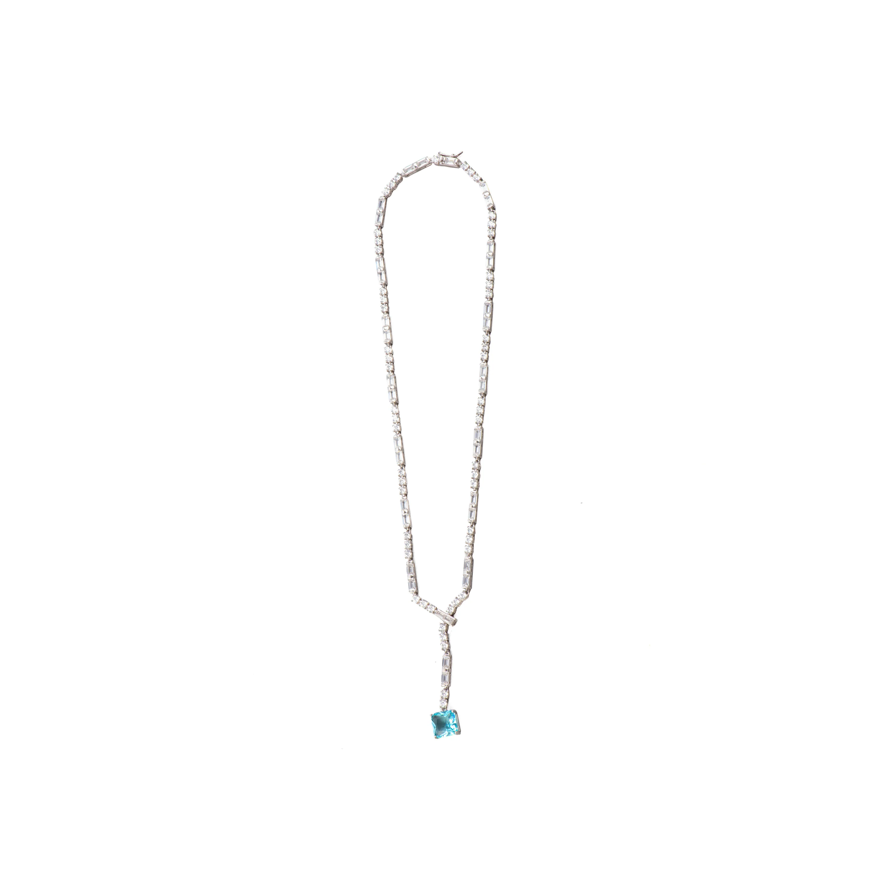 Collar de Plata de Ley 925 y Circonita Aguamarina acabado rodio - Faro - Image 3