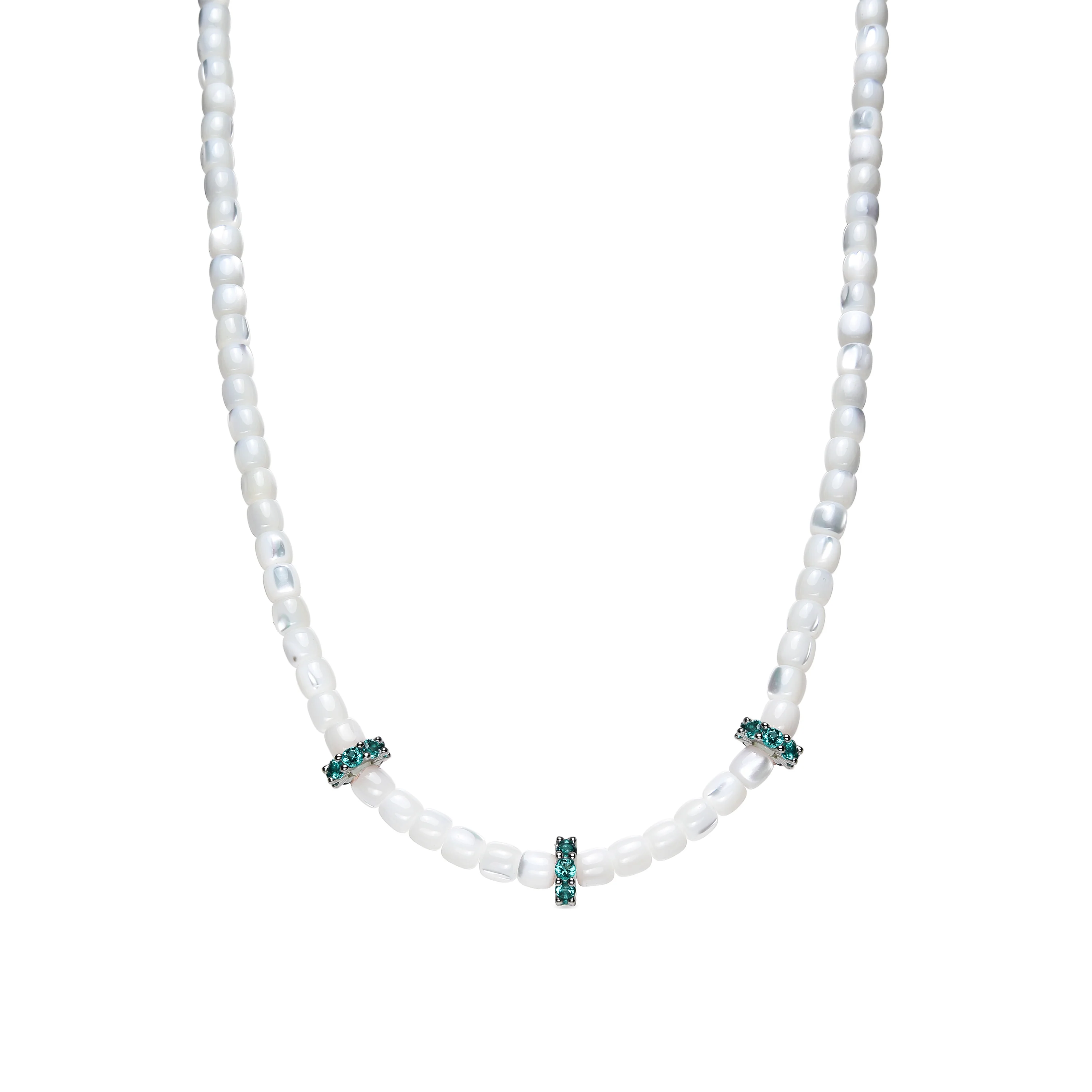 Collar de Plata de Ley 925 y Madreperla Blanca acabado rodio - Fyro