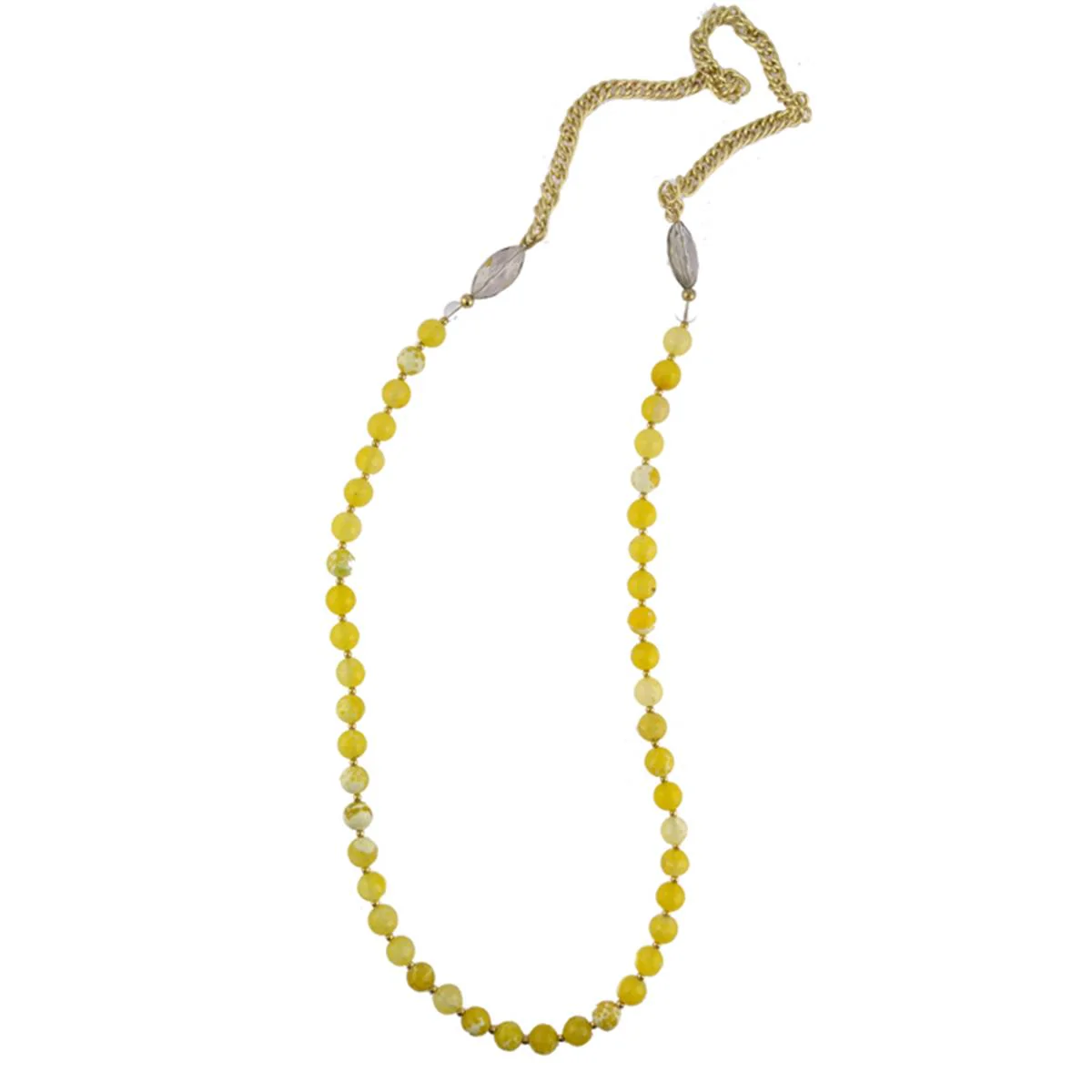 Collar plating gold colorAgate beabead - Geel AMARILLO