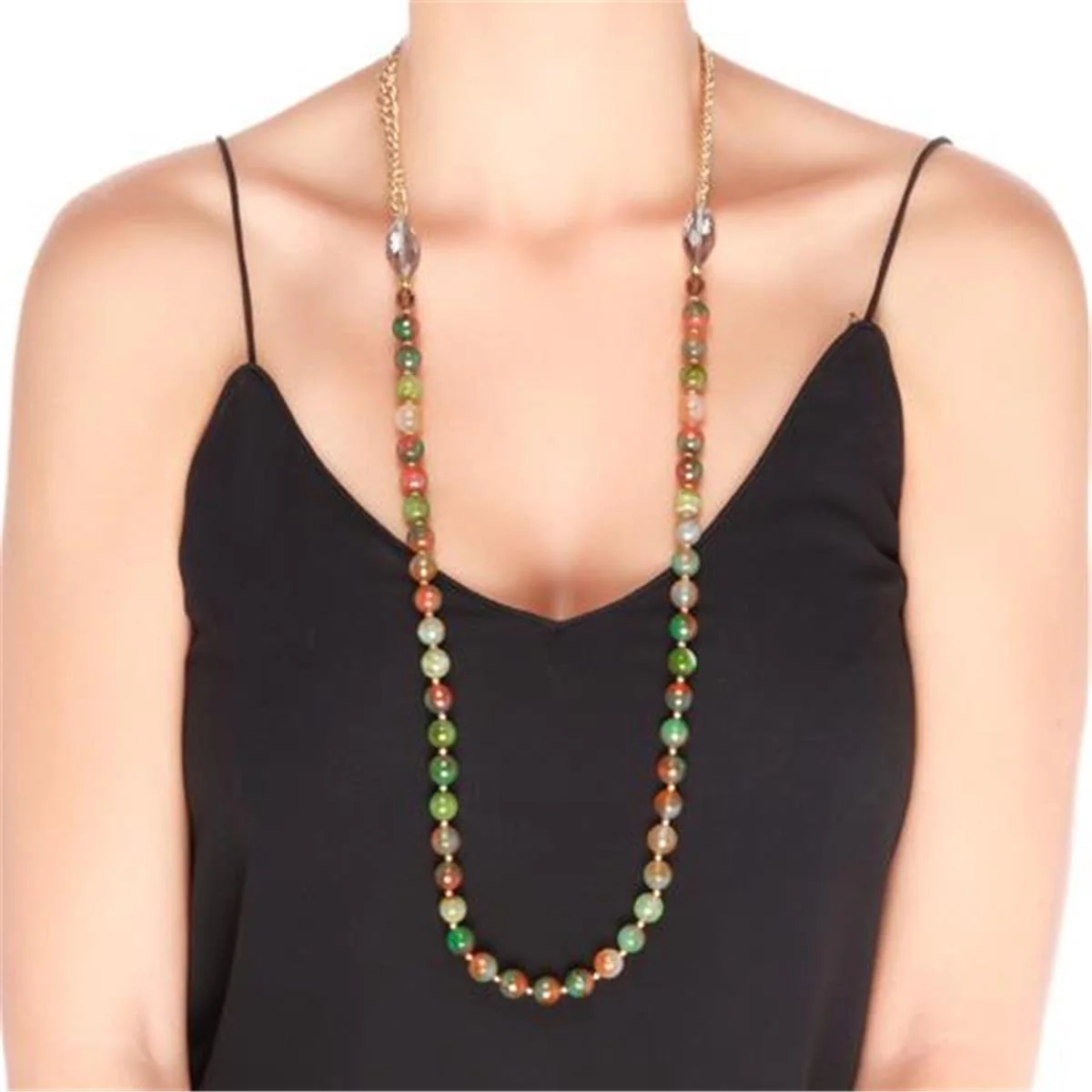 Collar plating gold colorAgate beabead - Geel GRIS - Image 2