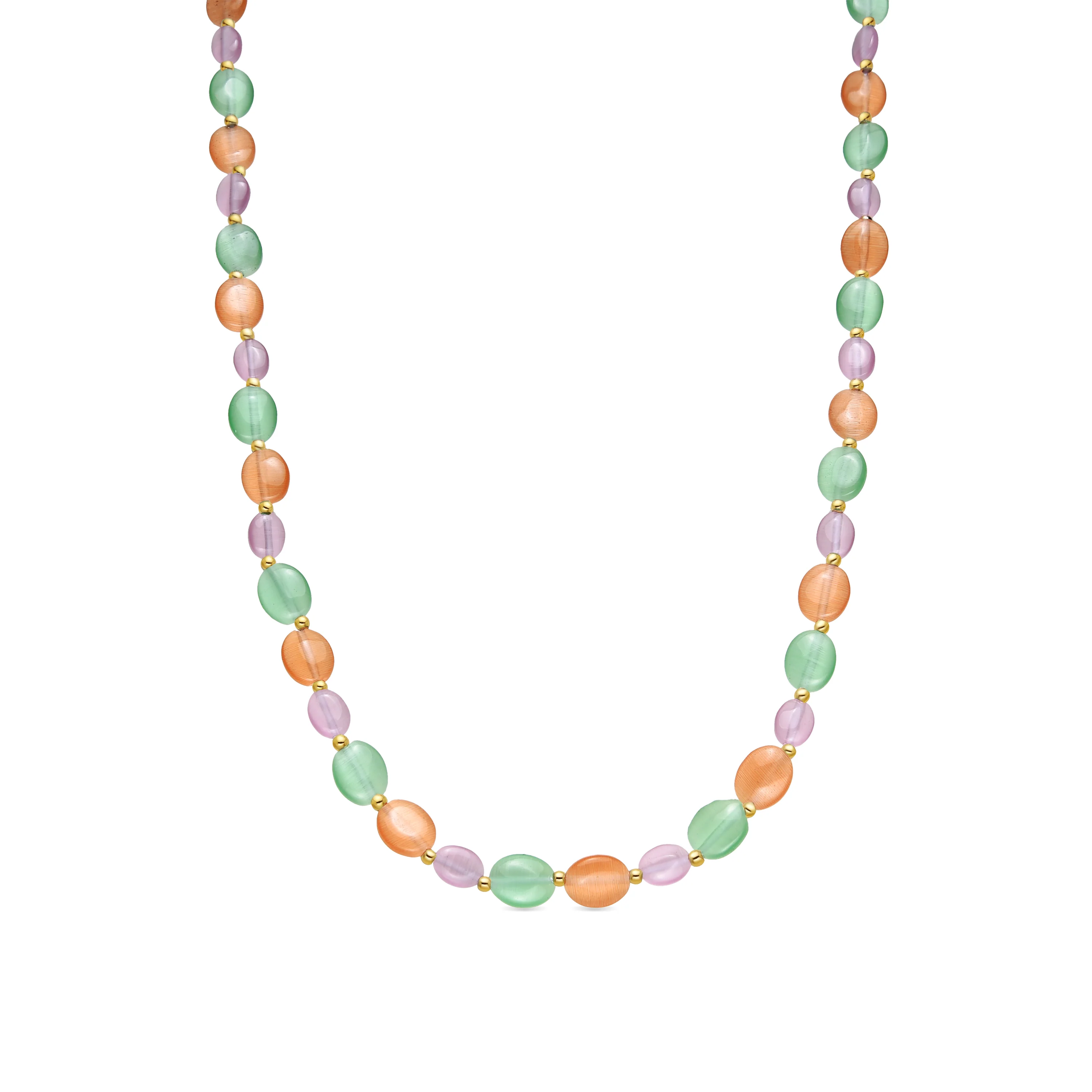 Collar acabado oro amarillo de 18k y Ojo de Gato Multicolor - Gorai