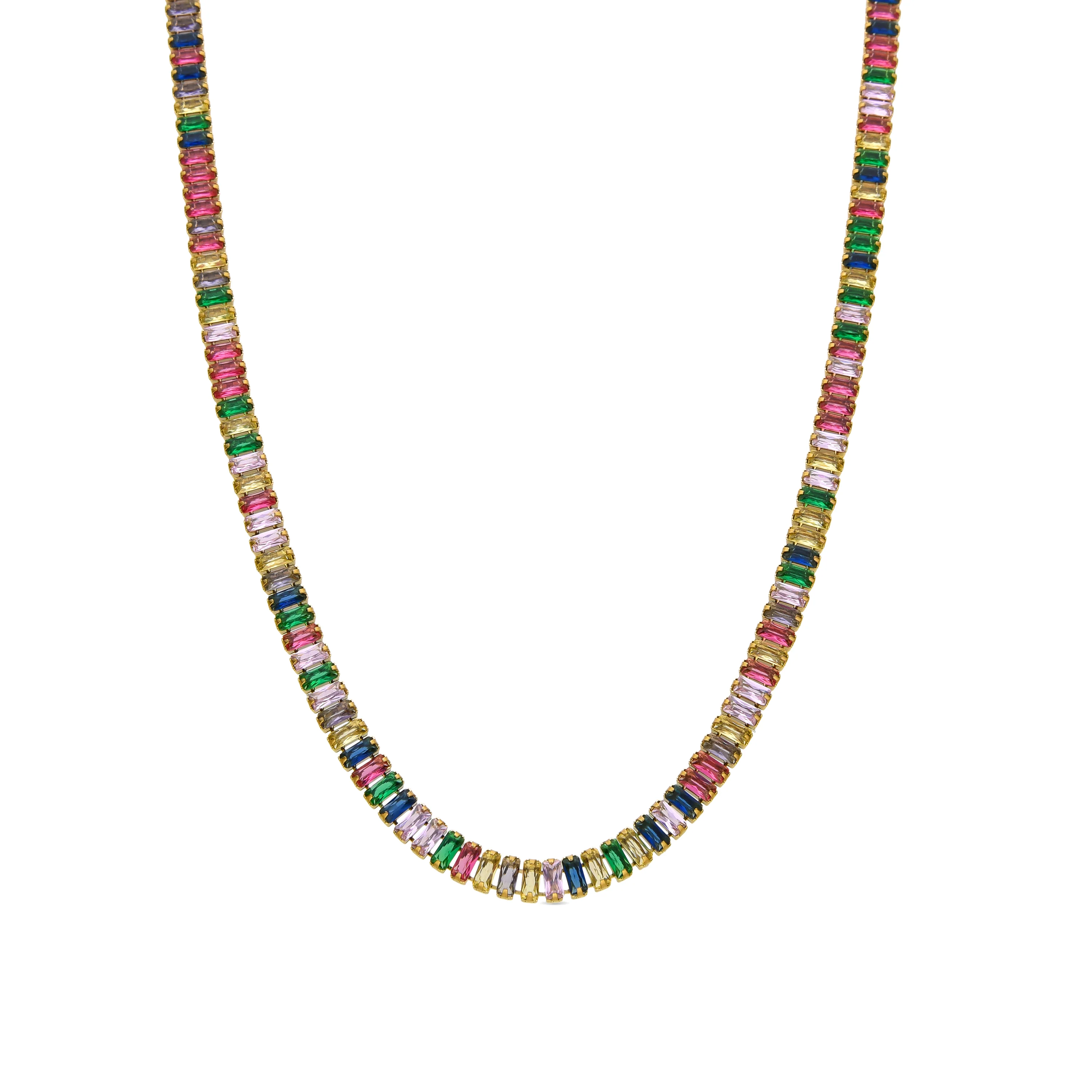 Collar de Circonita Multicolor acabado en oro amarillo 18K - Gorys