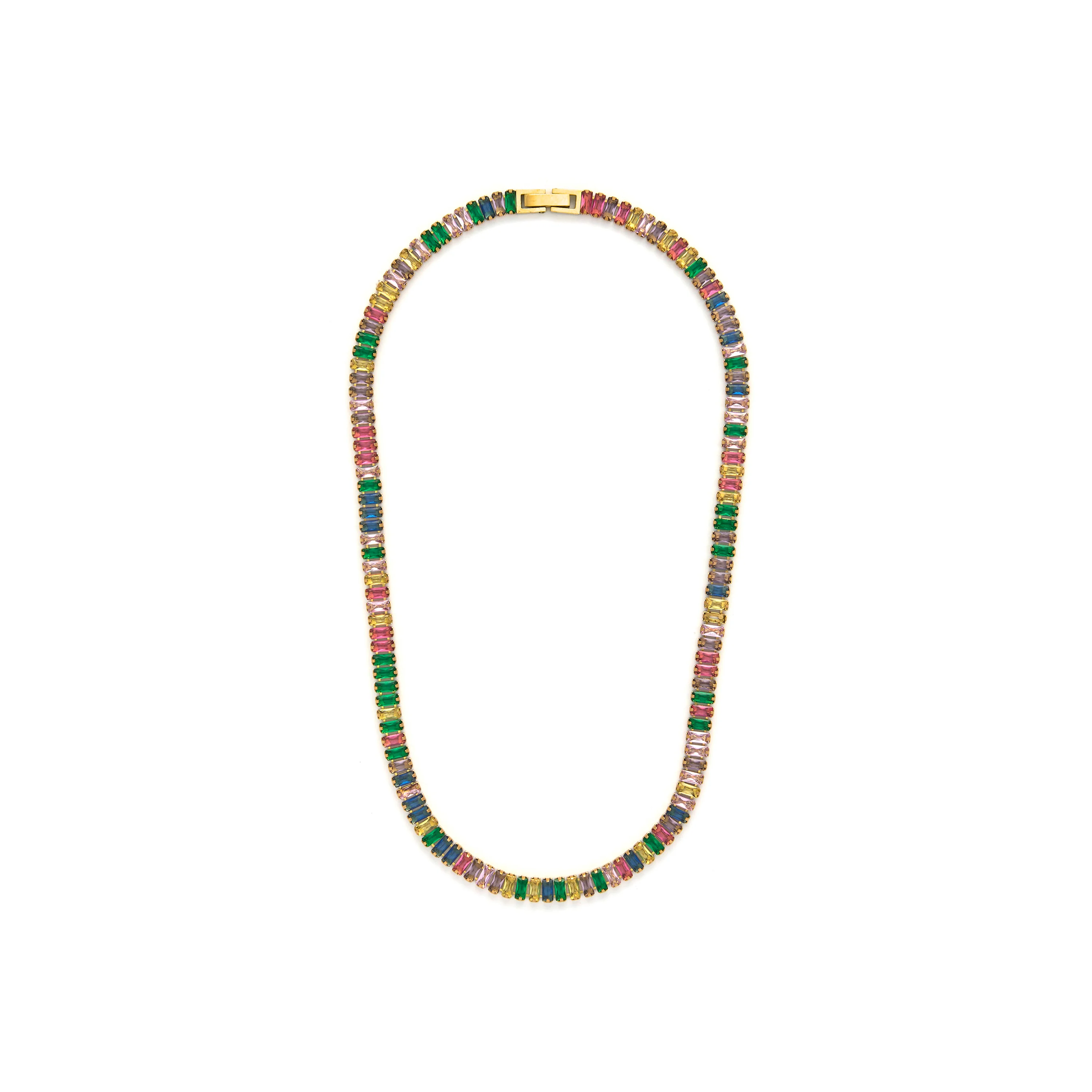 Collar de Circonita Multicolor acabado en oro amarillo 18K - Gorys - Image 3