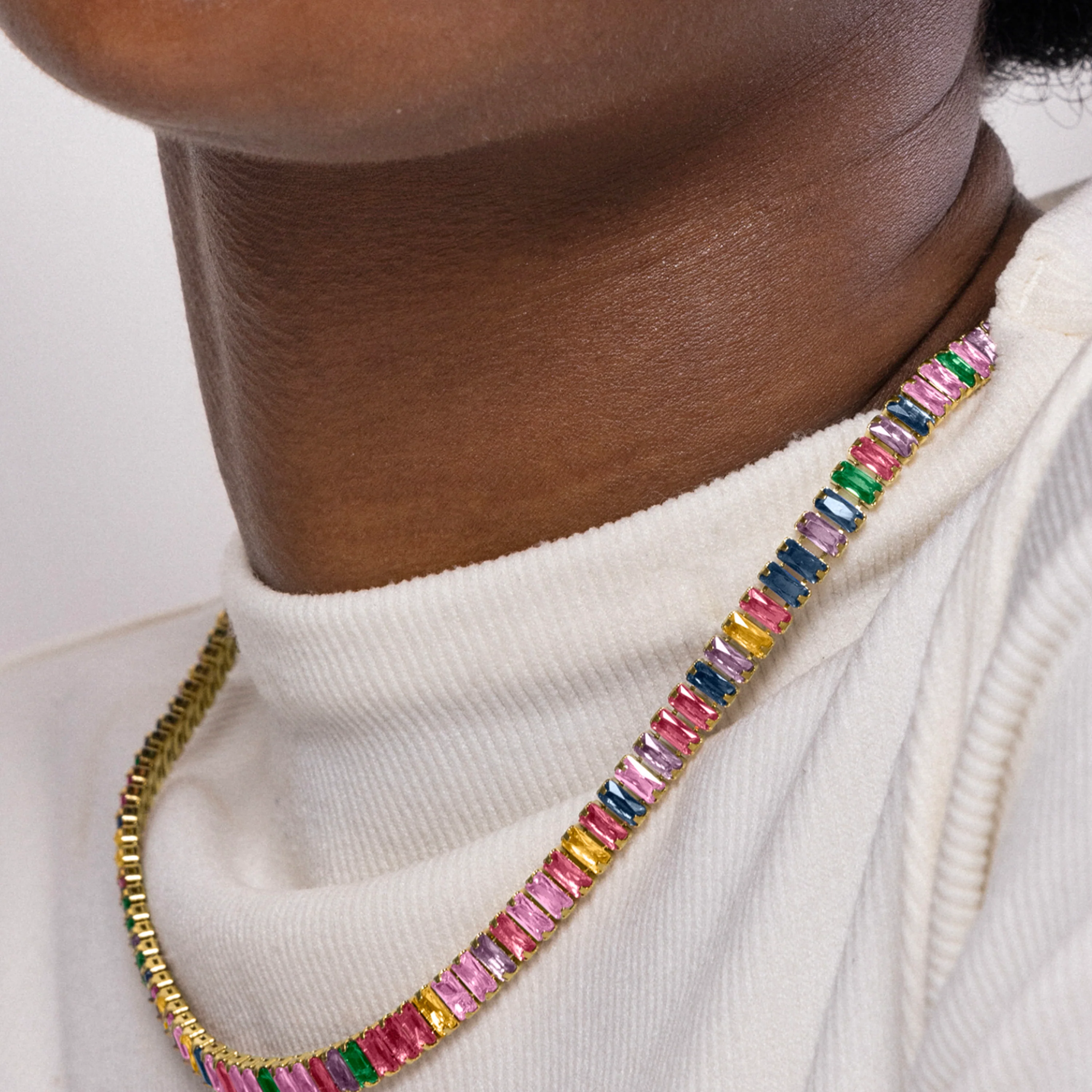 Collar de Circonita Multicolor acabado en oro amarillo 18K - Gorys - Image 4