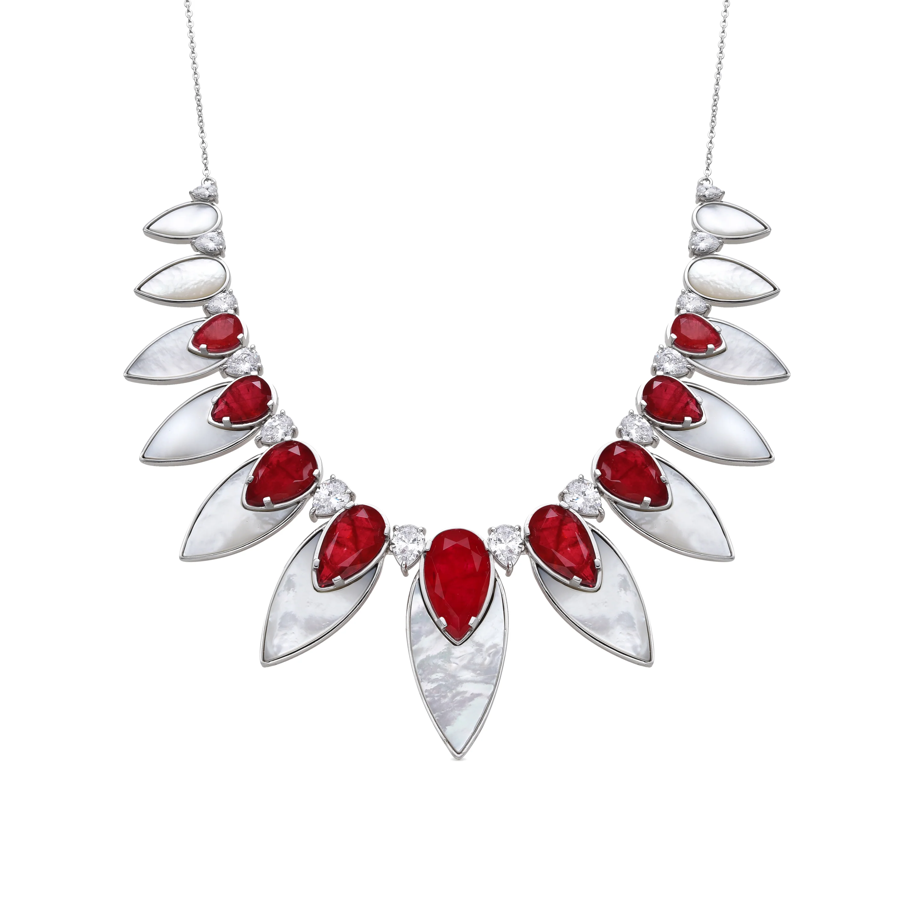 Collar de Plata de Ley 925 y Cuarzo Hidrotermal Cereza acabado rodio - Grywi