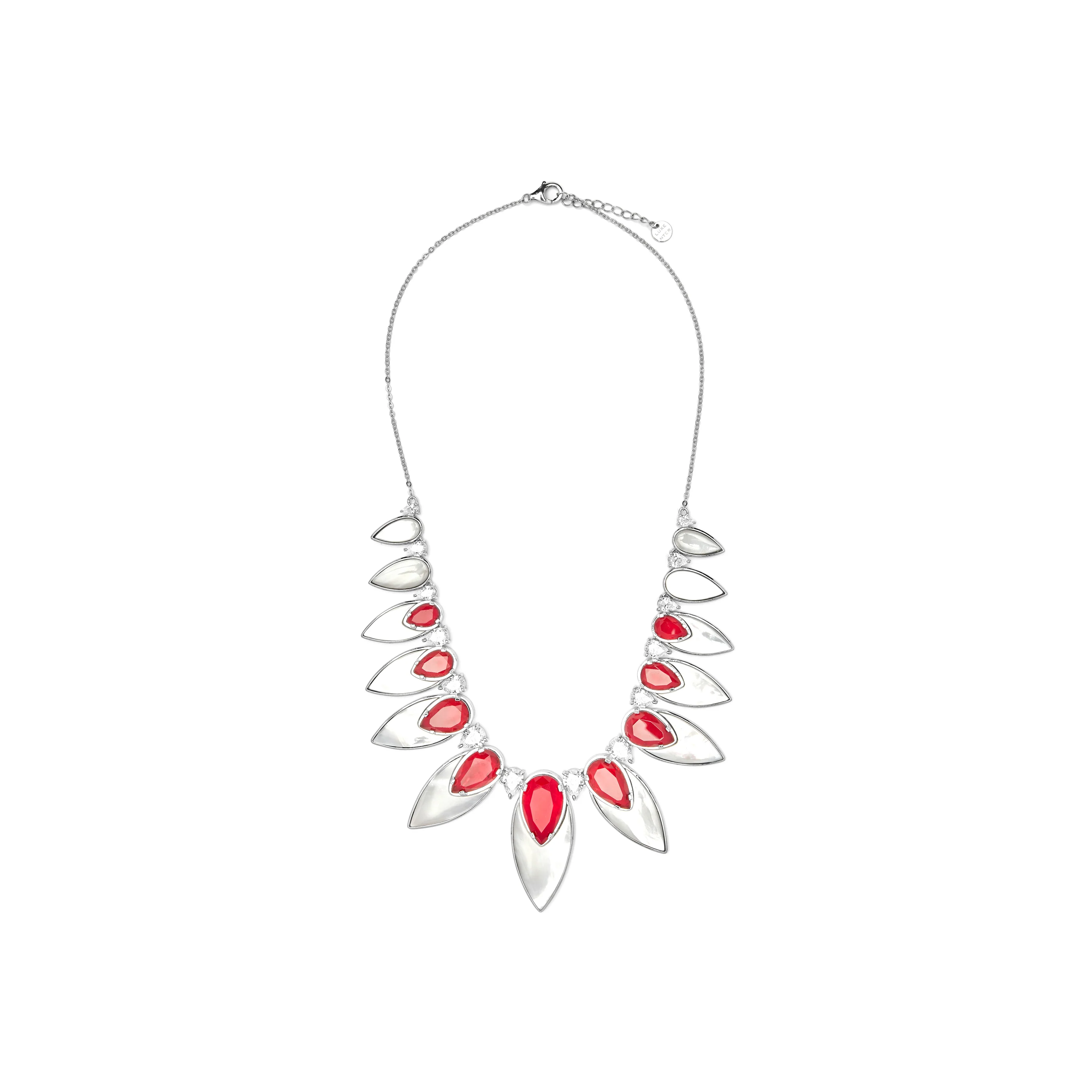 Collar de Plata de Ley 925 y Cuarzo Hidrotermal Cereza acabado rodio - Grywi - Image 3