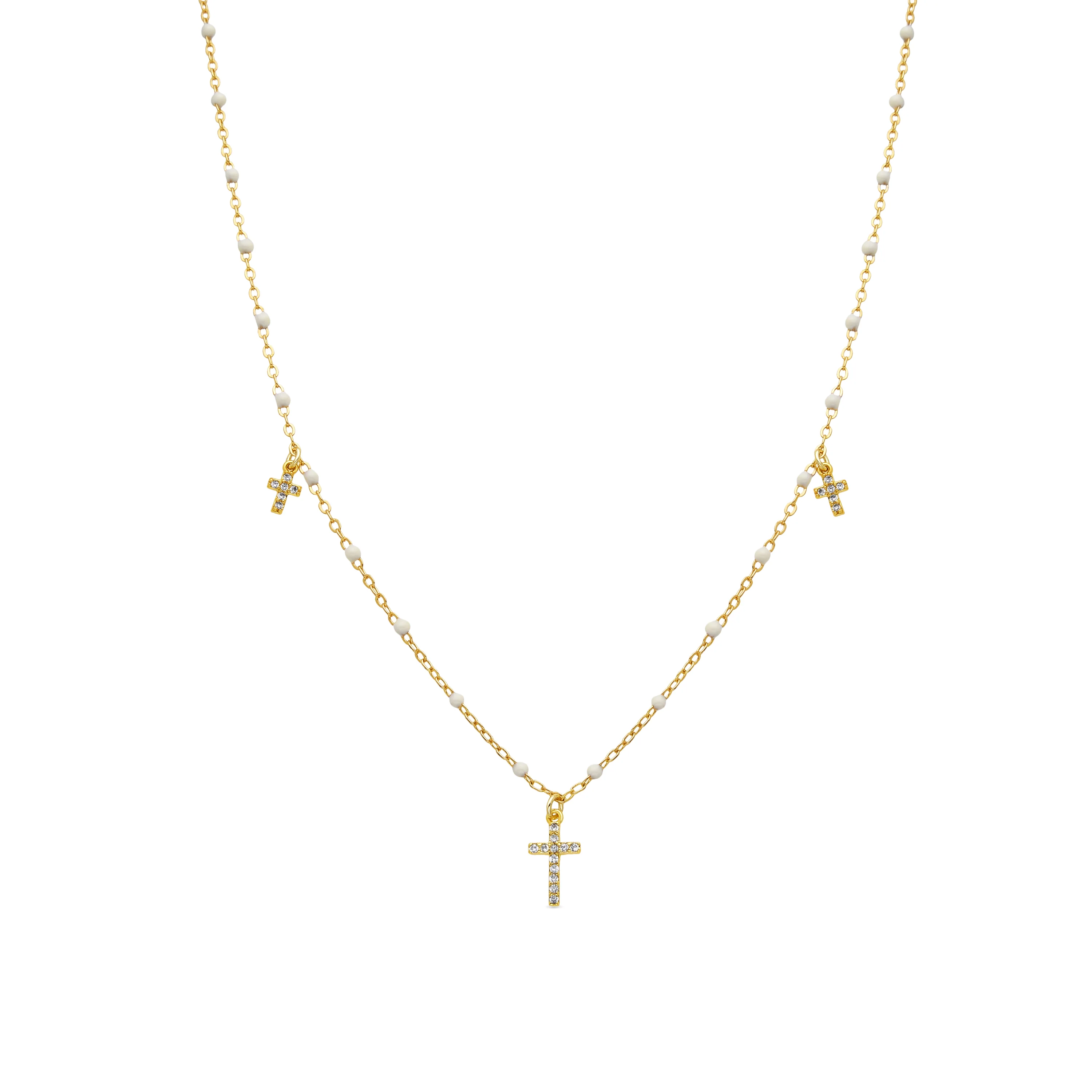 Collar de Plata de Ley 925 y Lacado Blanco acabado oro amarillo de 18k - Haja