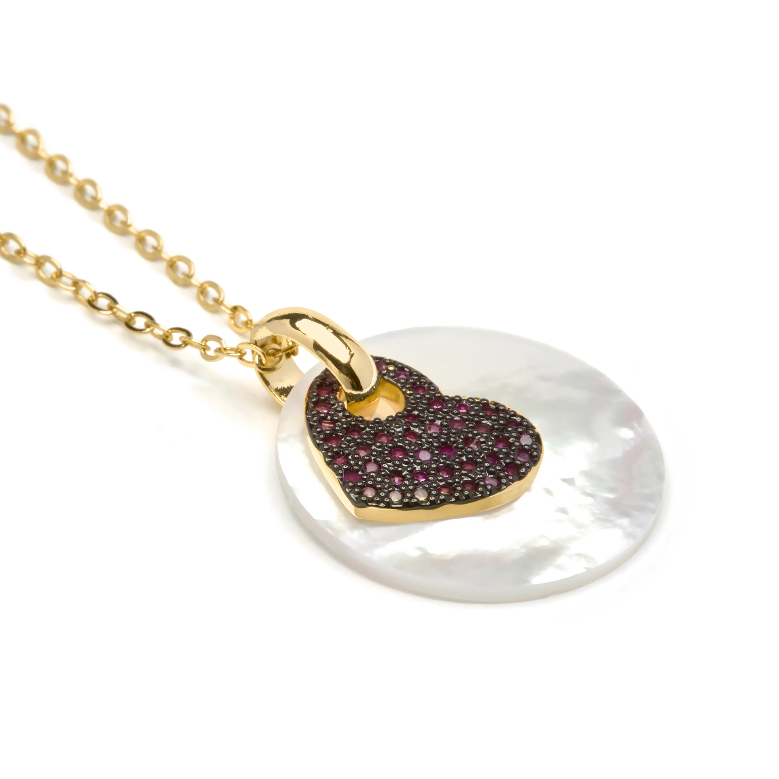 Collar de Plata de Ley 925 y Circonita Rubí acabado en oro amarillo 18k - Heart - Image 5