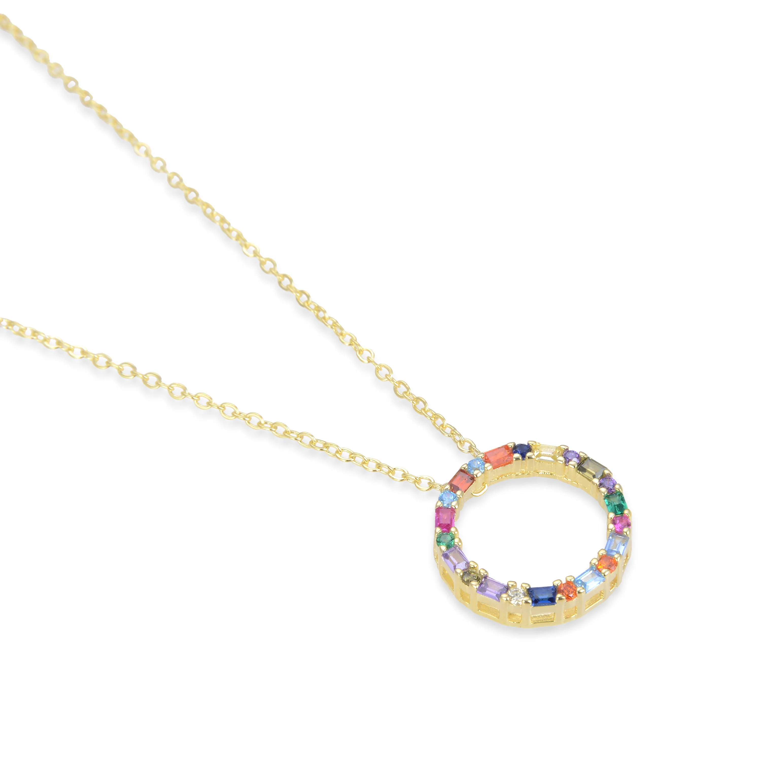 Collar de Plata de Ley 925 con Circonita Multicolor acabado en oro amarillo 18K - Hrius - Image 4
