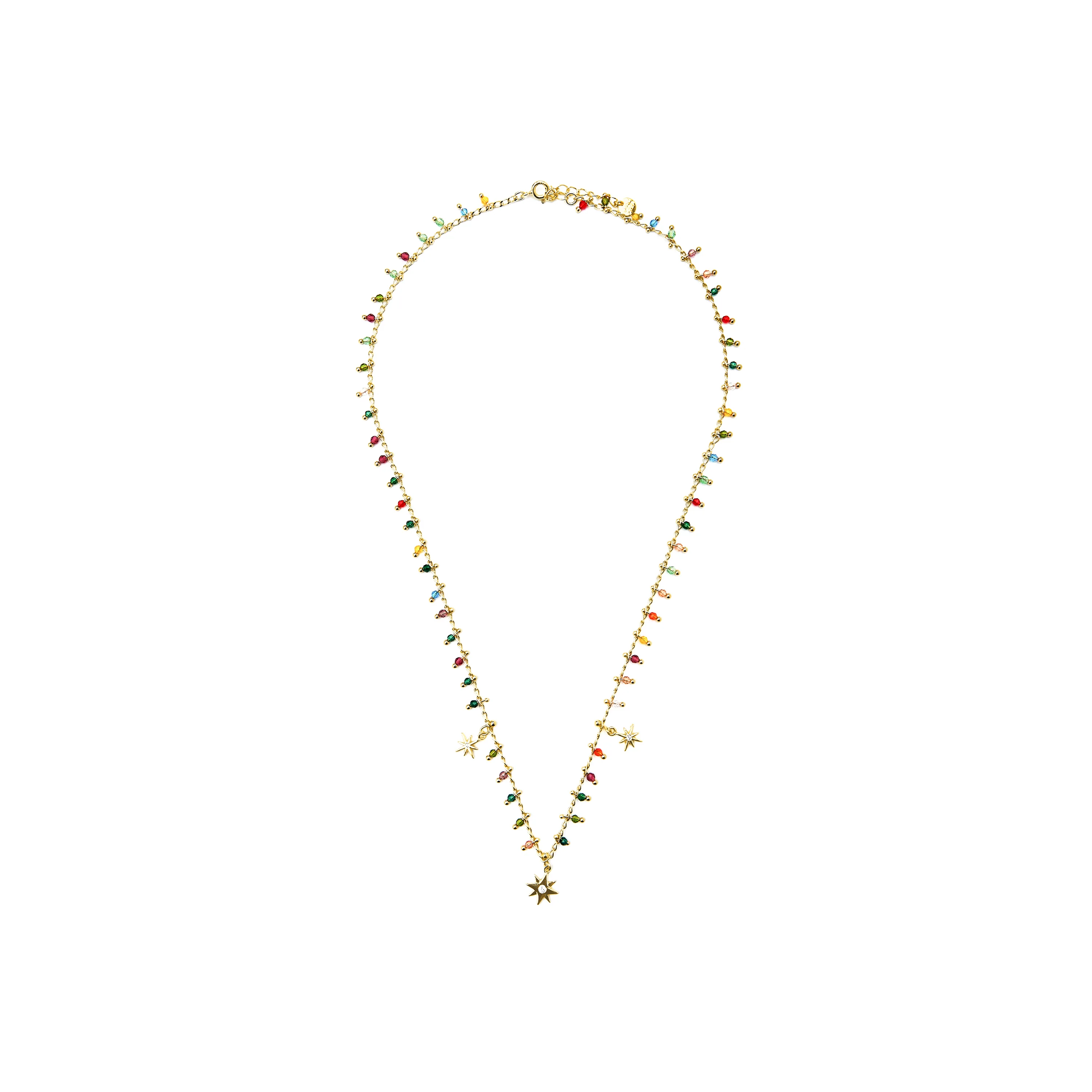 Collar de Plata de Ley 925 y Cristal Multicolor acabado oro amarillo de 18k - Huin - Image 3