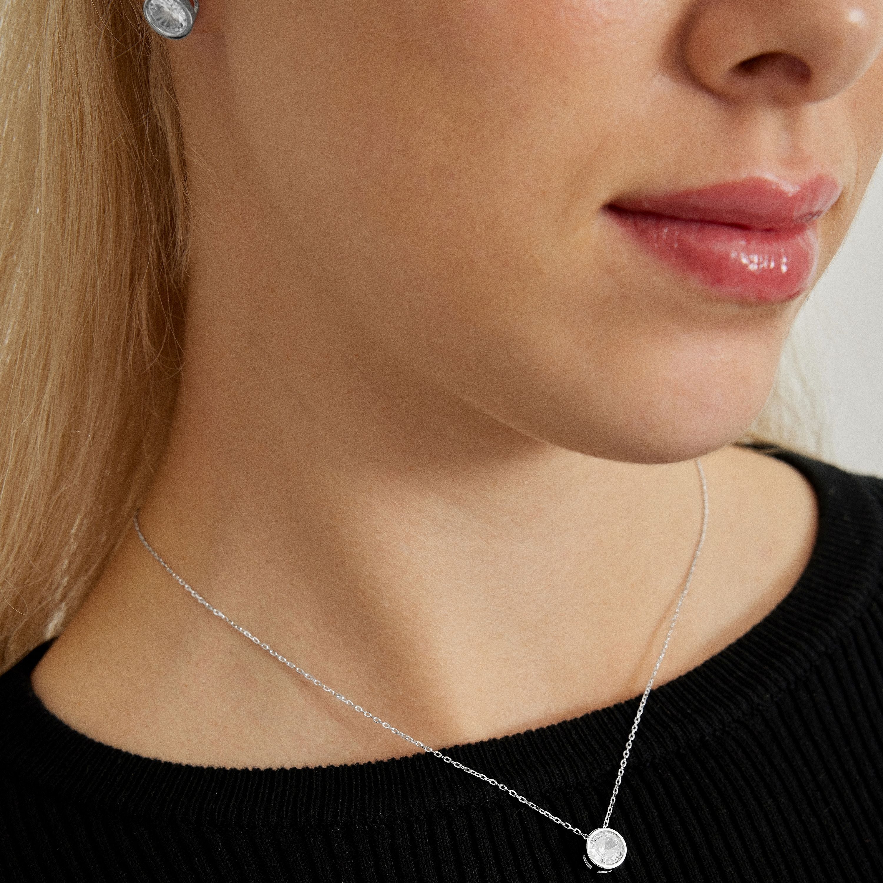 Collar de Plata de Ley 925 con Circonita Brillante acabado en rodio - Imrak - Image 3