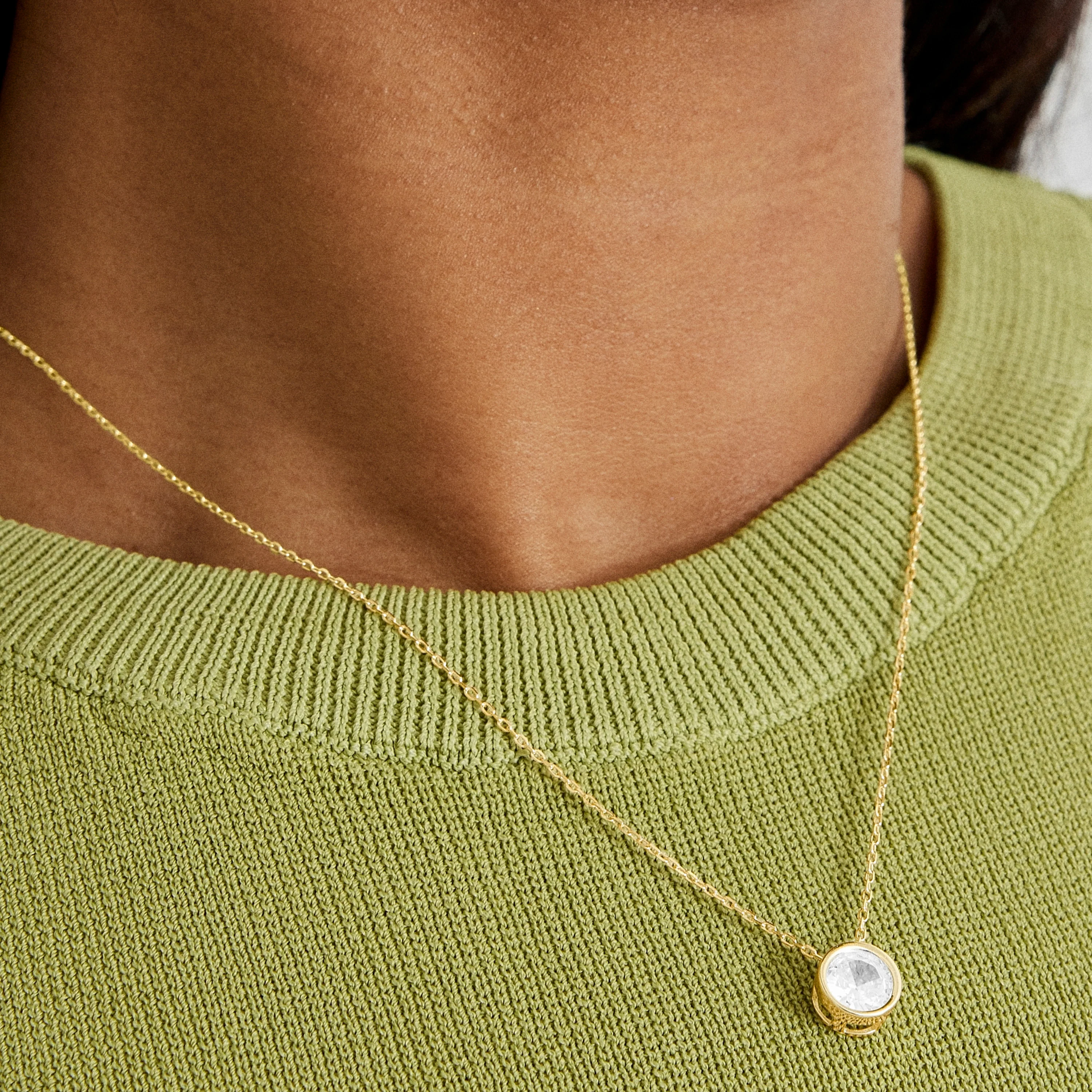 Collar de Plata de Ley 925 con Circonita Brillante acabado en oro amarillo 18K - Imrak - Image 3