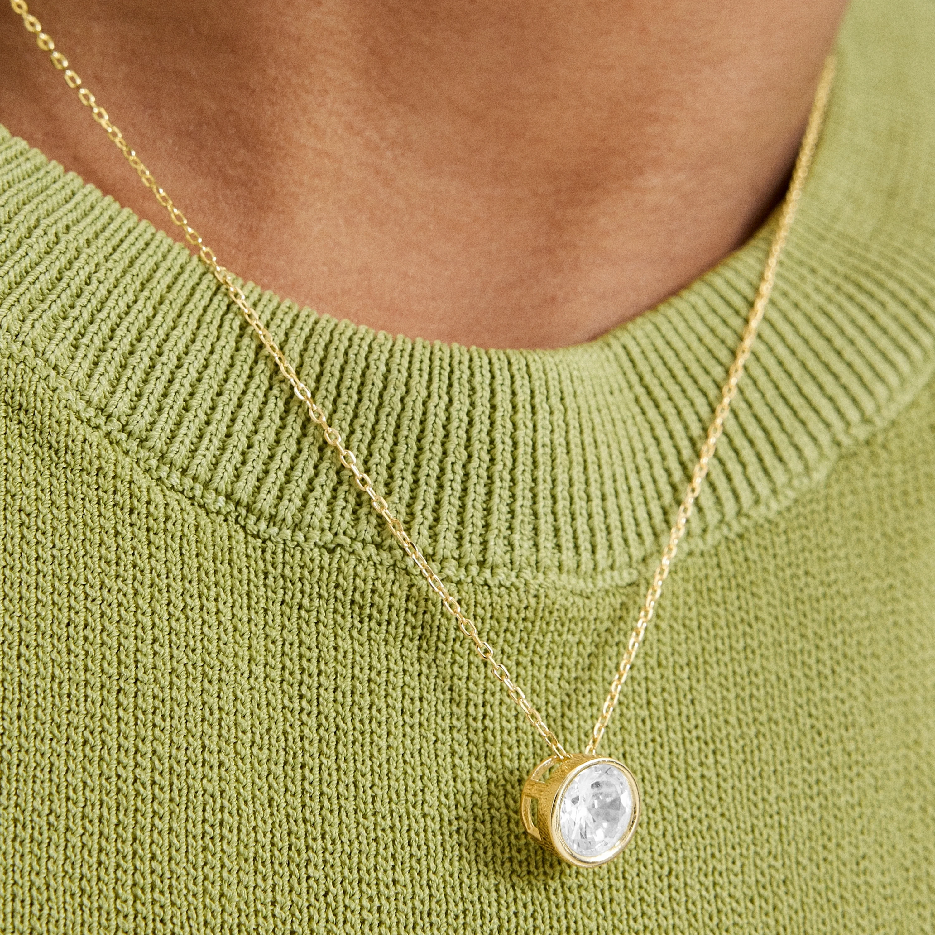 Collar de Plata de Ley 925 con Circonita Brillante acabado en oro amarillo 18K - Imrak - Image 3