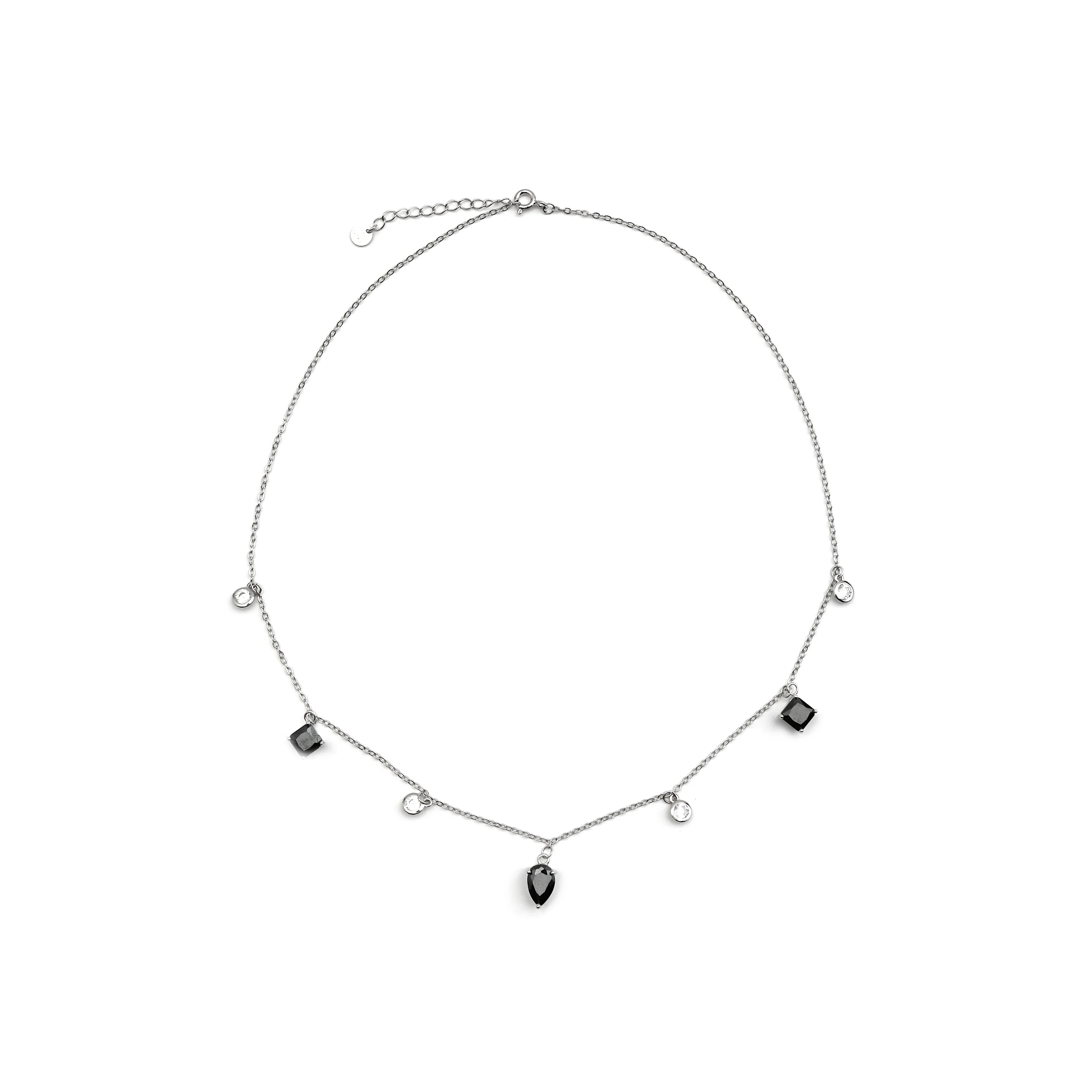 Collar de Plata de Ley 925 y Circonita Onix acabado en rodio - Irul - Image 3