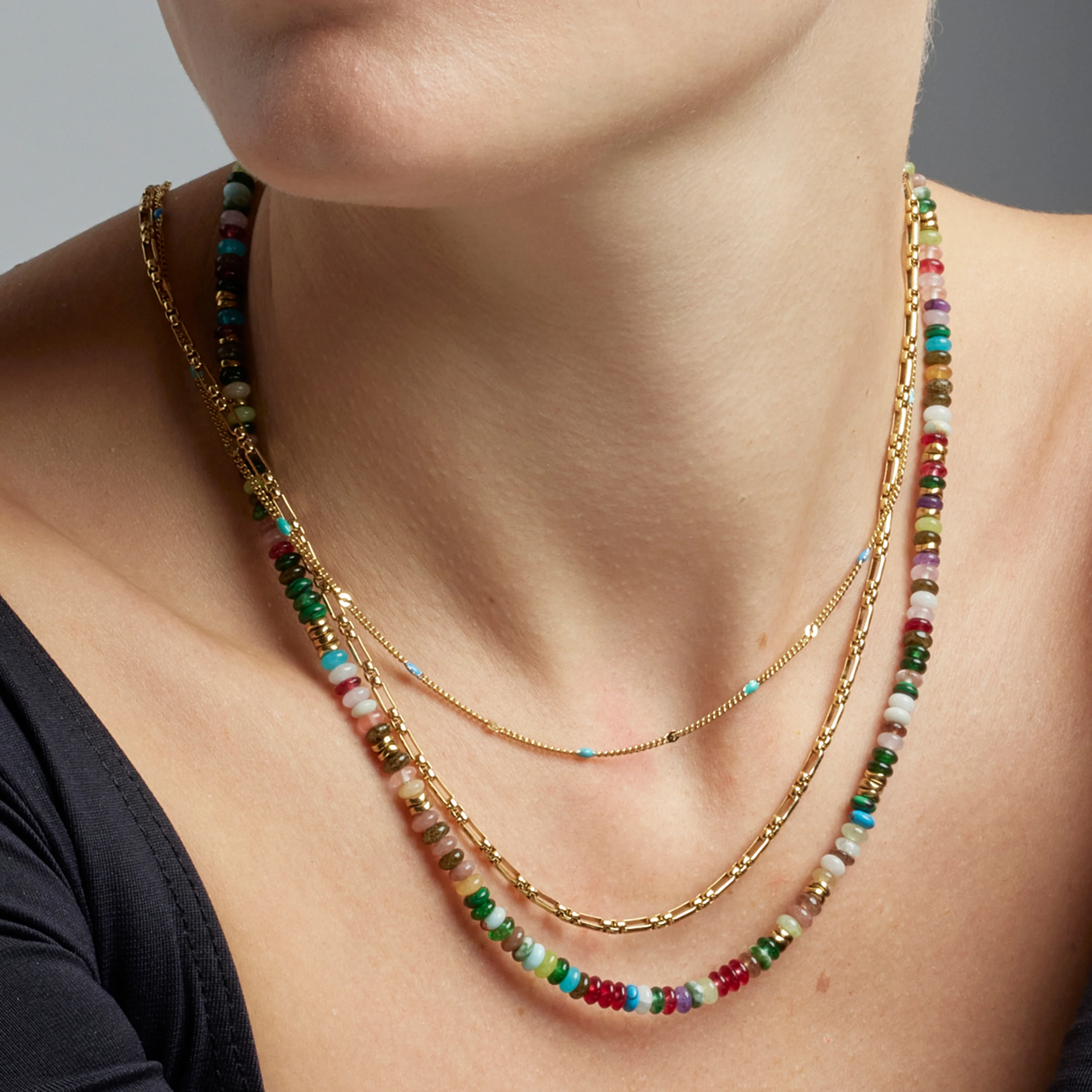 Collar con Cristal Multicolor acabado oro 18k - Issne - Image 3