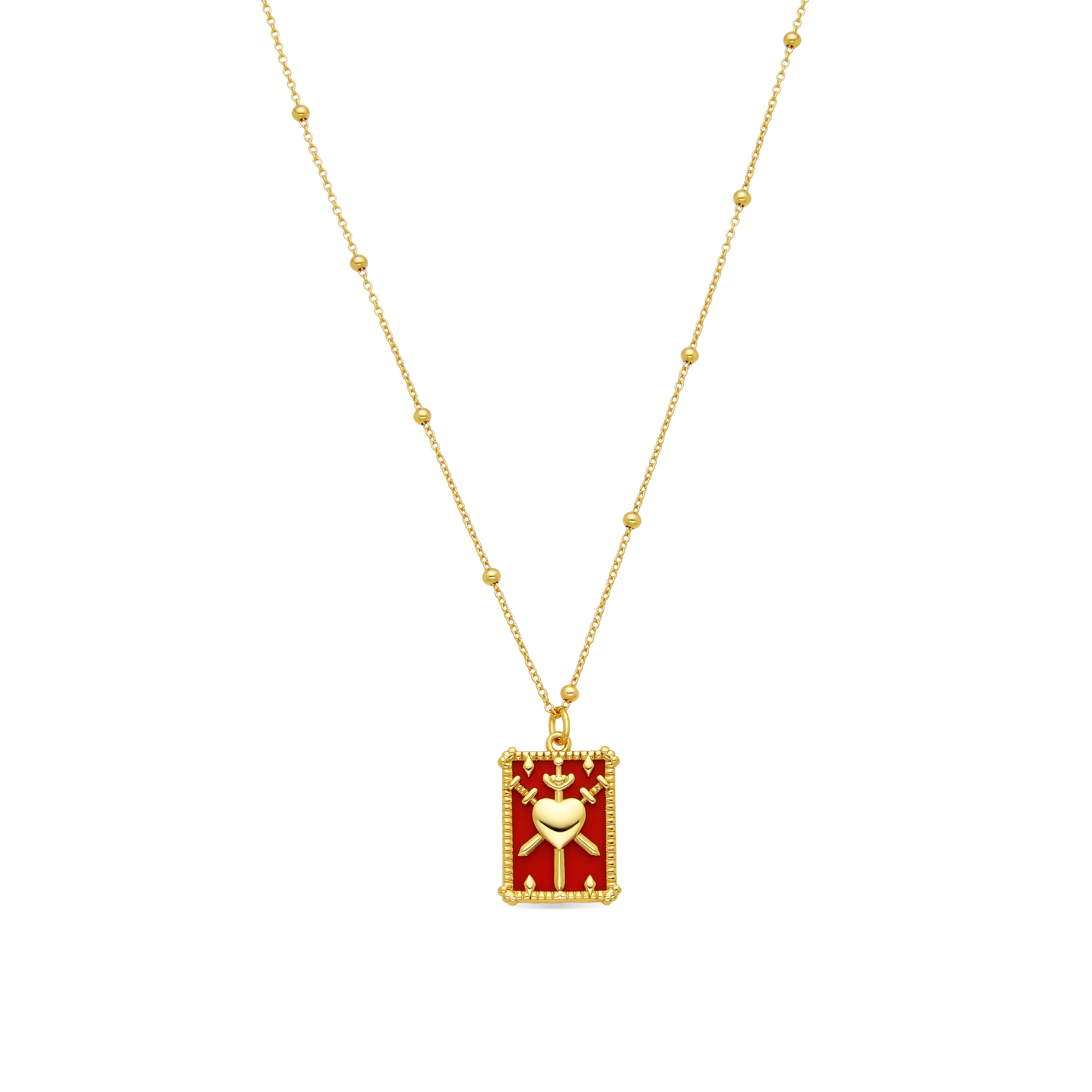 Collar de Plata de Ley 925 y Lacado Rojo acabado oro amarillo de 18k Izave
