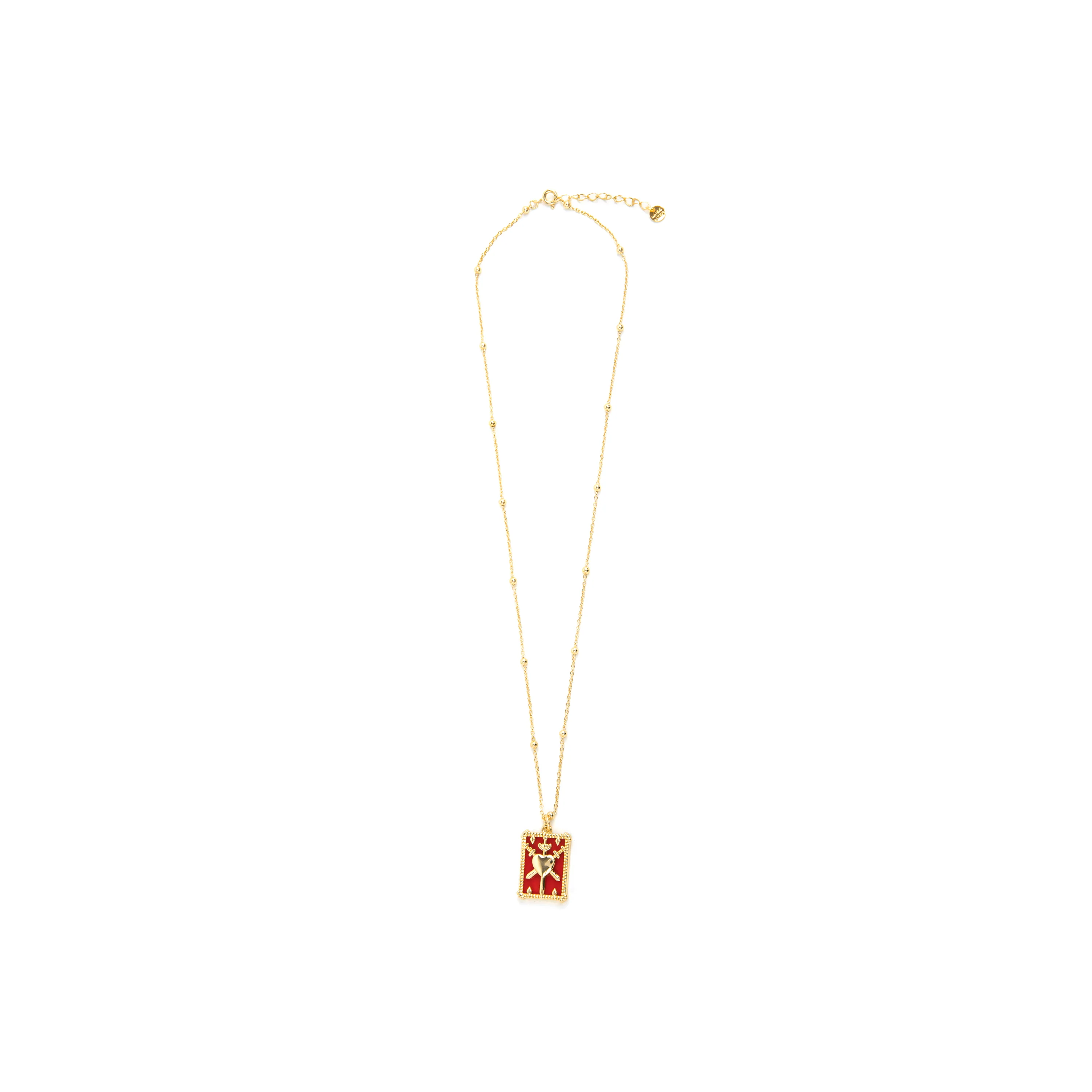 Collar de Plata de Ley 925 y Lacado Rojo acabado oro amarillo de 18k Izave - Image 3