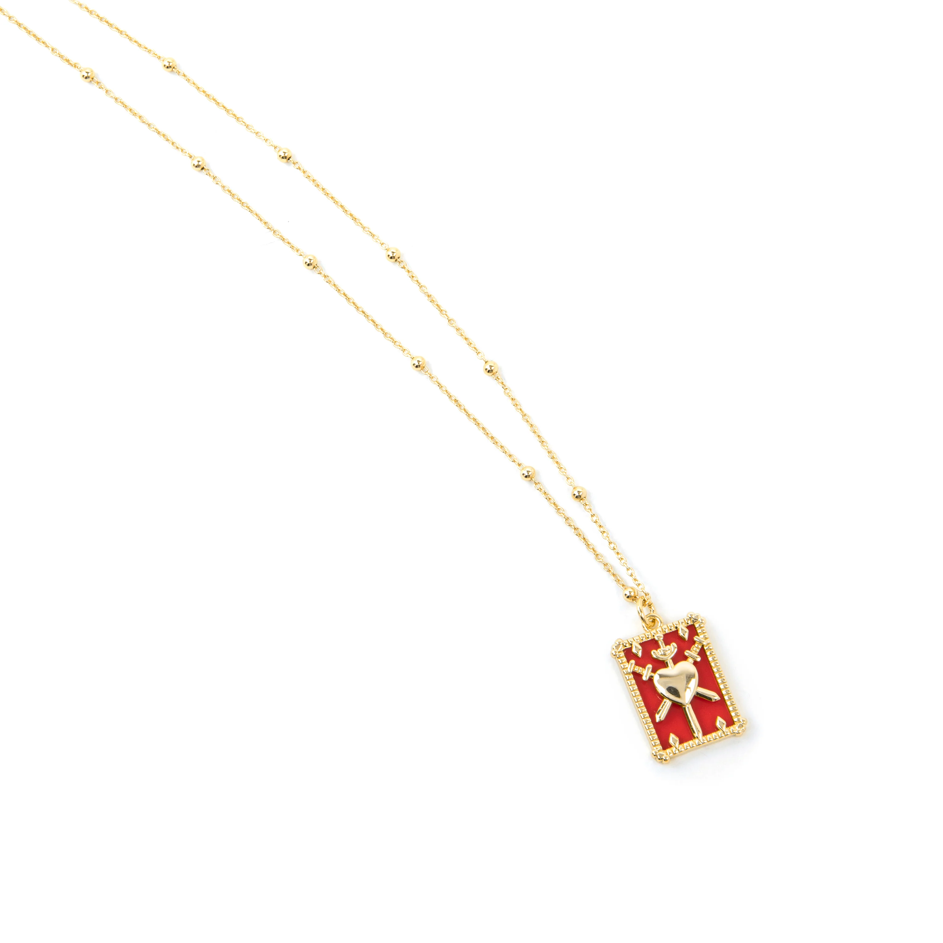 Collar de Plata de Ley 925 y Lacado Rojo acabado oro amarillo de 18k Izave - Image 5