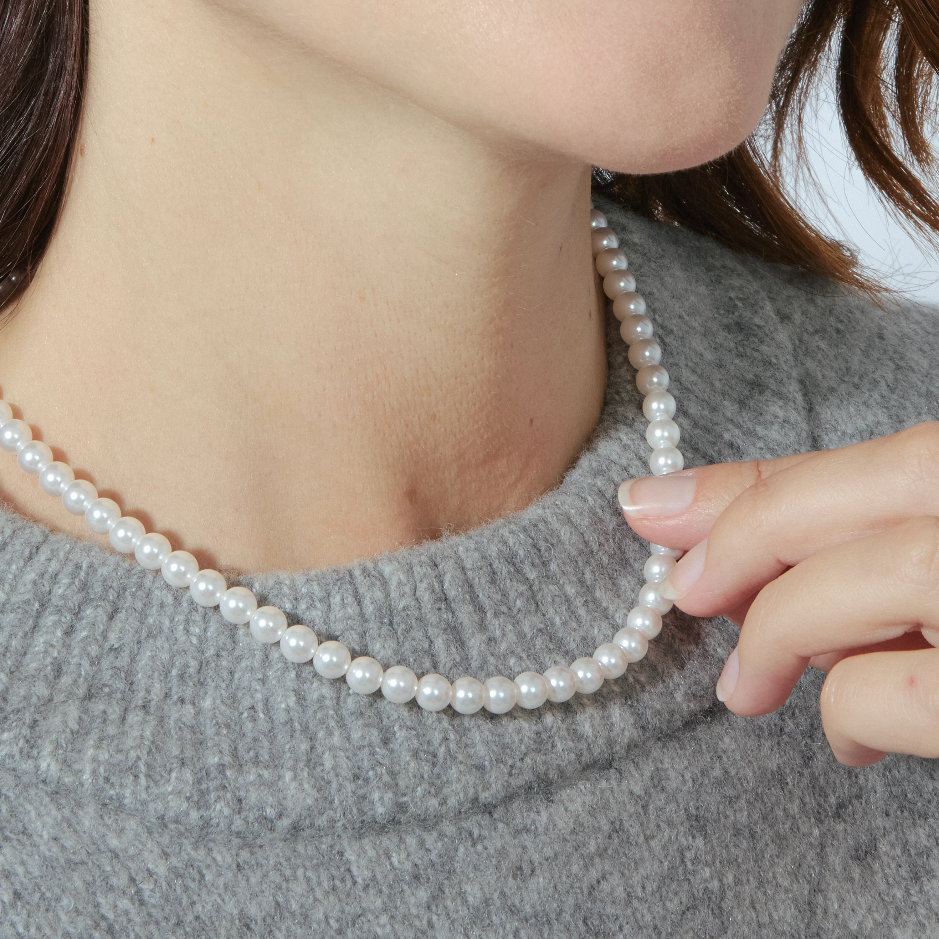 Collar con Perla Blanca acabado oro 18k - Jamel - Image 3