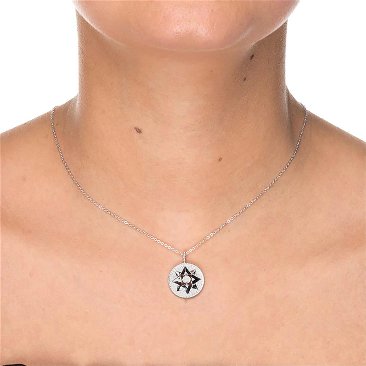 Collar Joanman plata y circonita brillante - Joanman BLANCO - Image 2