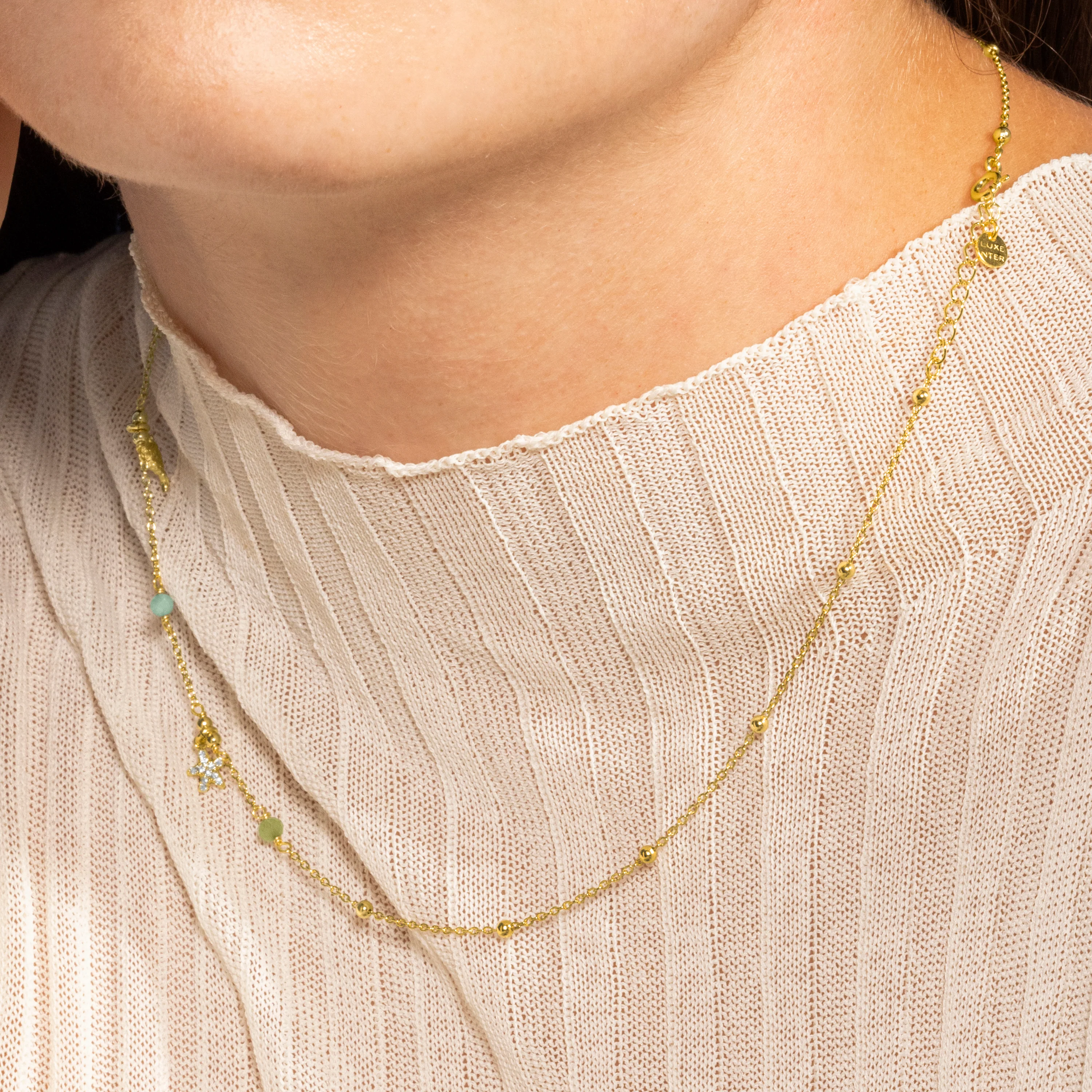 Collar de Plata de Ley 925 y Cristal Multicolor acabado en oro amarillo 18K - Kaiquia - Image 3