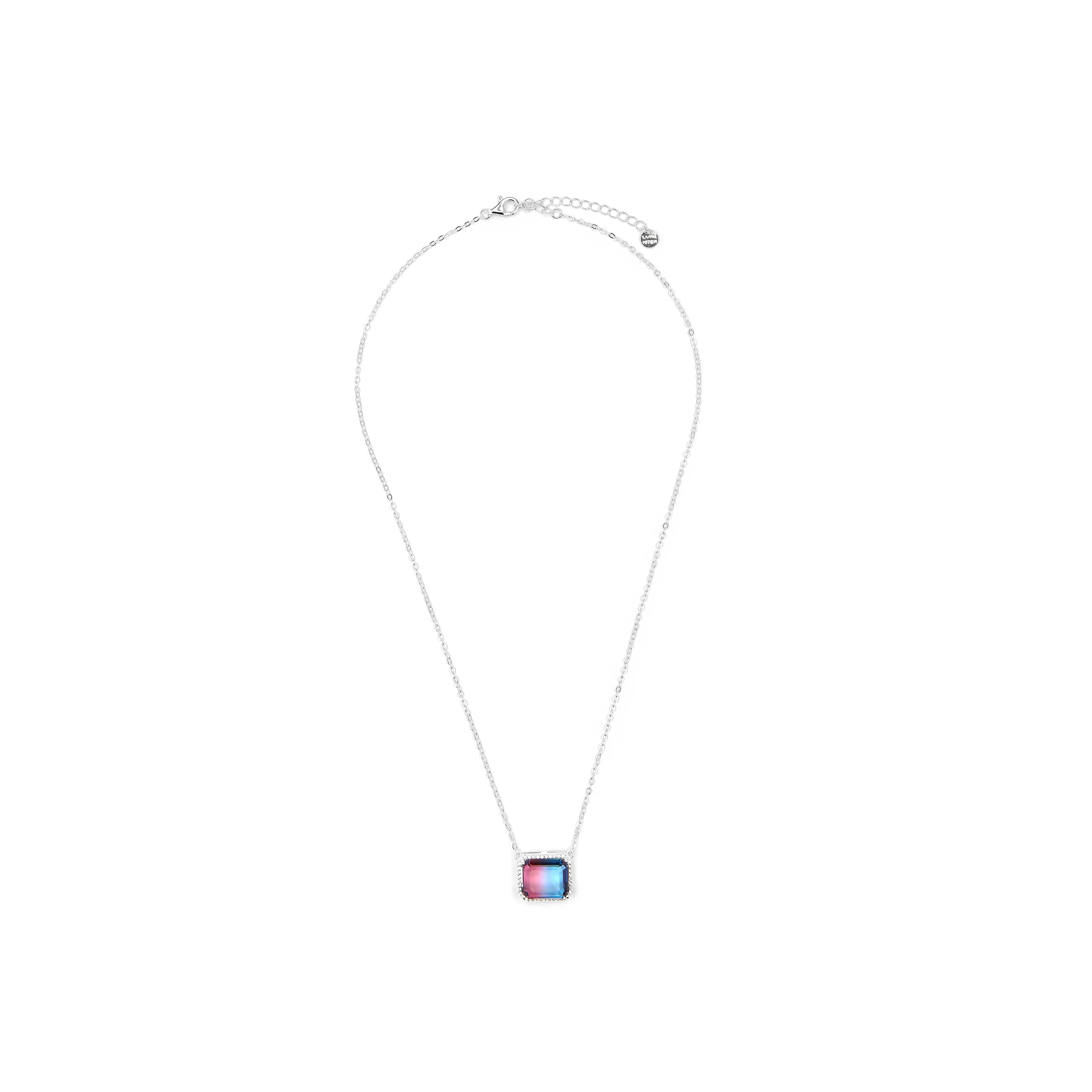 Collar de Plata de Ley 925 y Cuarzo Hidrotermal Azul Degradado acabado rodio - Kakan - Image 3
