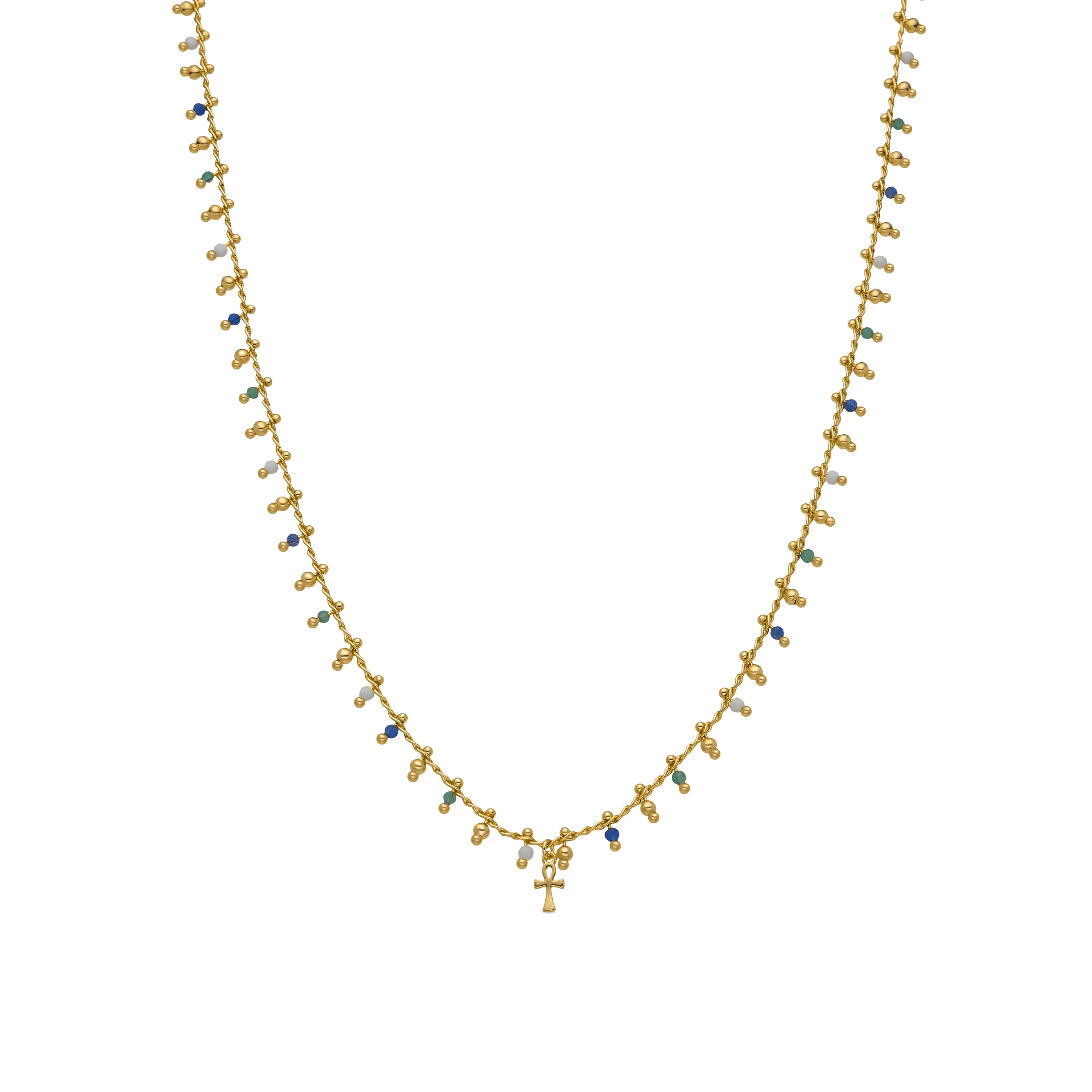 Collar de Plata de Ley 925 y Cristal Multicolor acabado oro 18k - Kalau