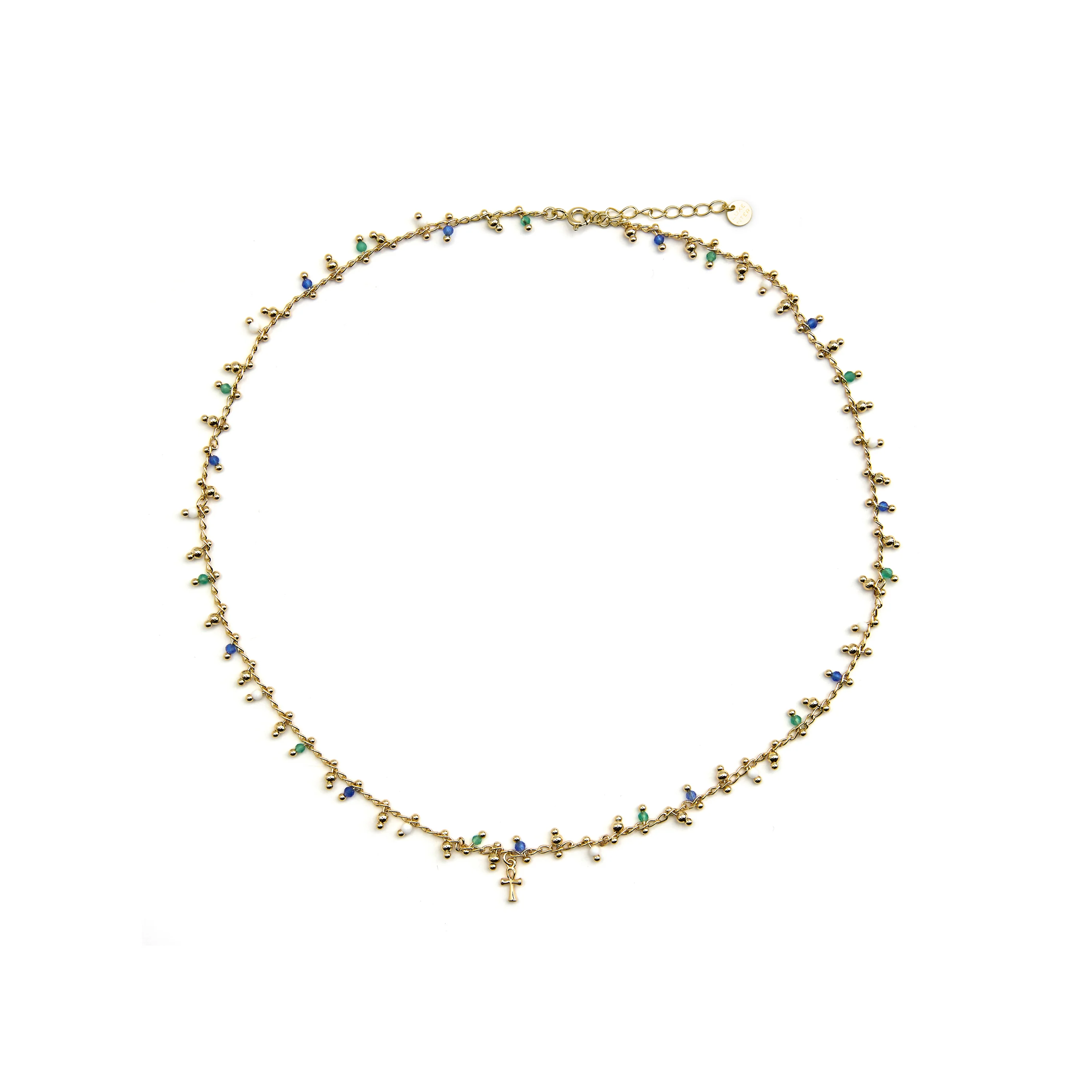 Collar de Plata de Ley 925 y Cristal Multicolor acabado oro 18k - Kalau - Image 3