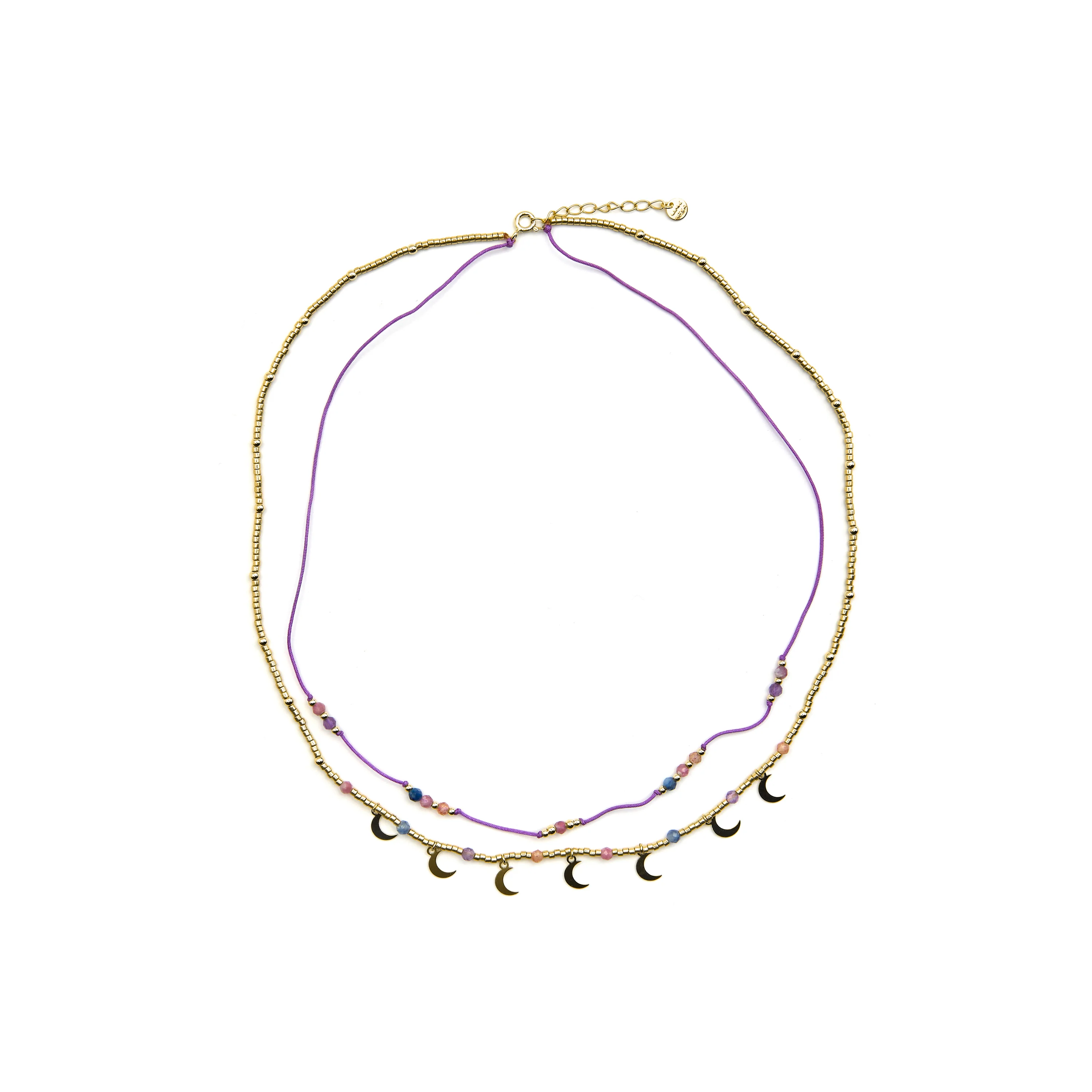 Collar de Plata de Ley 925 y Cristal Multicolor acabado oro 18k - Kapac - Image 3