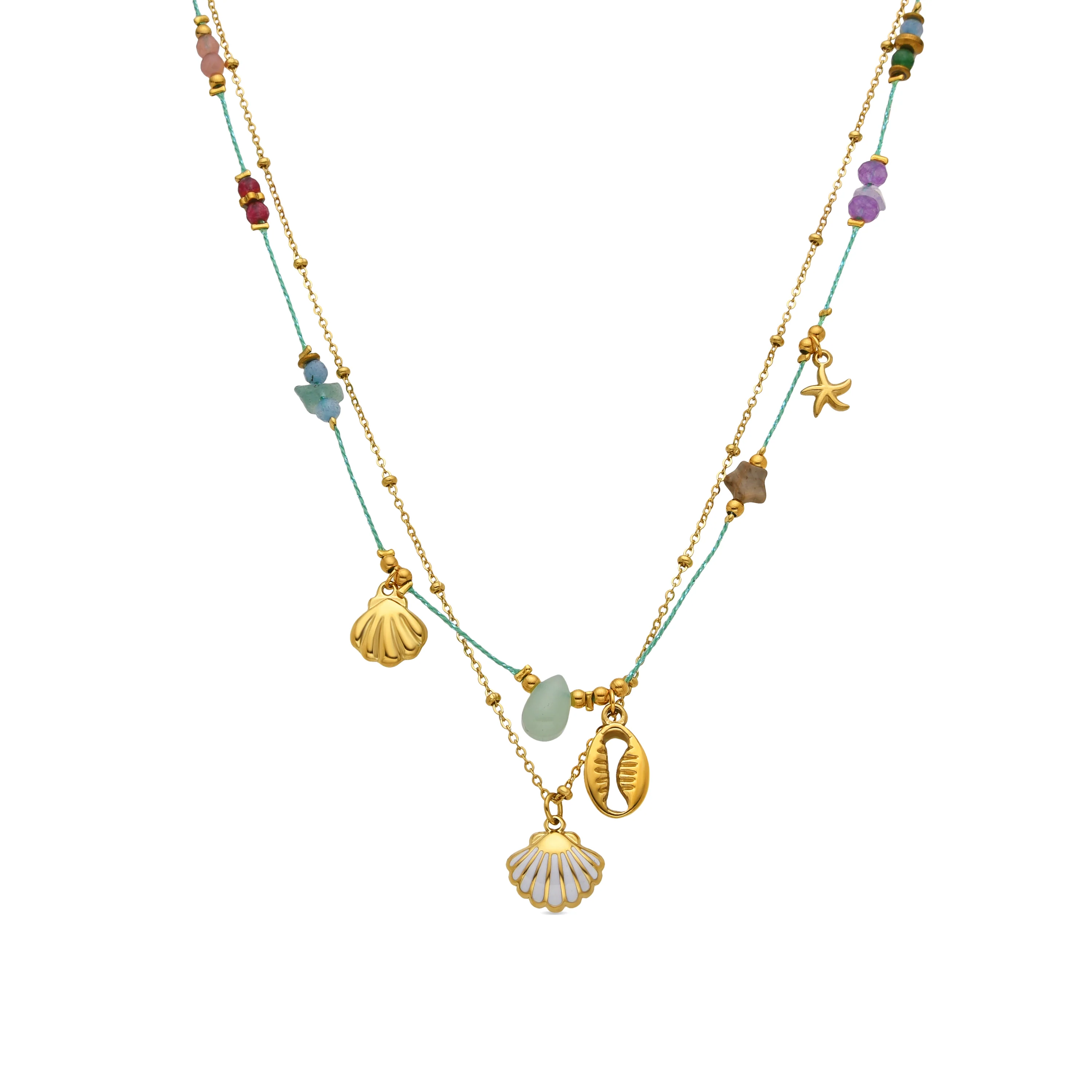 Collar con Cristal Multicolor acabado oro 18k - Kerad