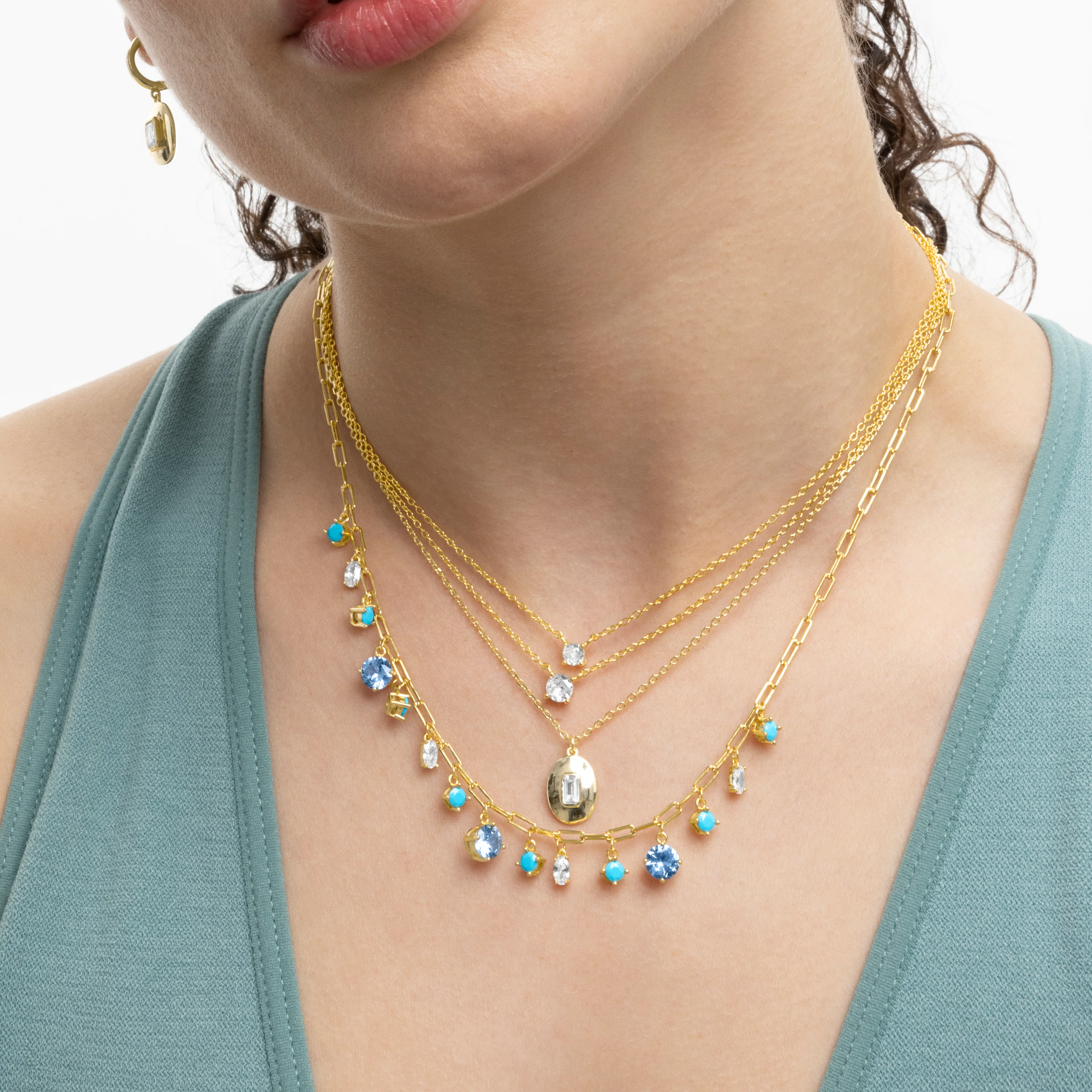Collar de Plata de Ley 925 con Circonita Brillante acabado en oro amarillo 18K - Keval - Image 3