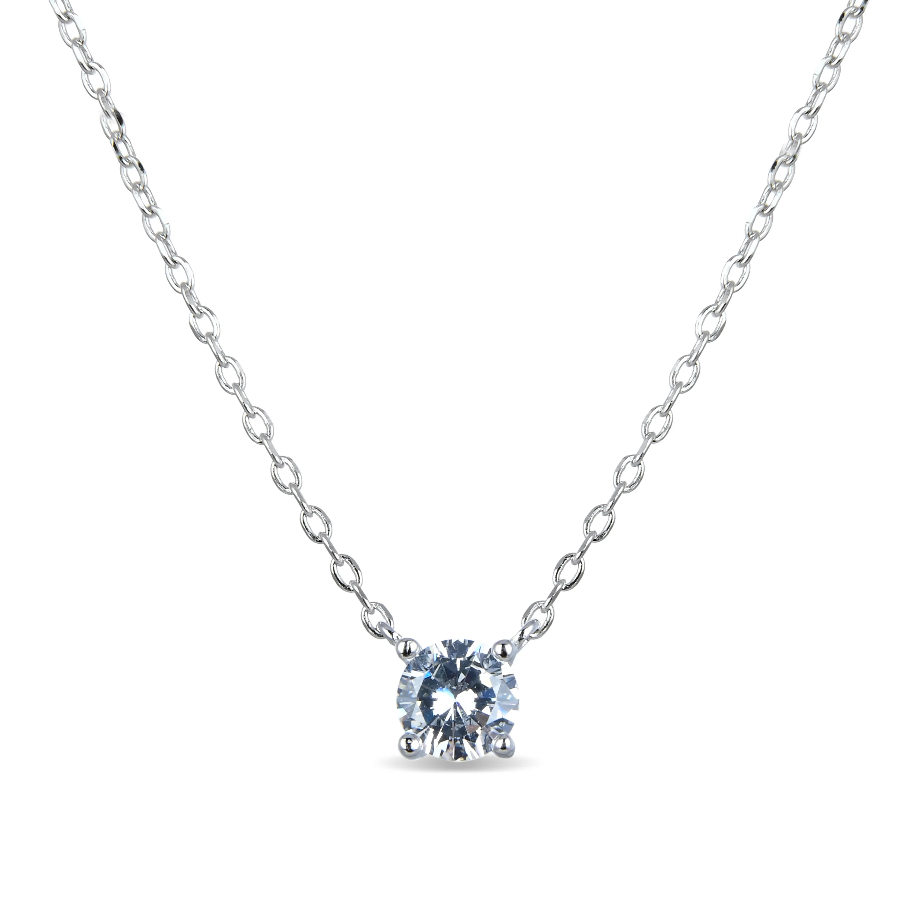Collar de Plata de Ley 925 con Circonita Brillante acabado en rodio - Keval