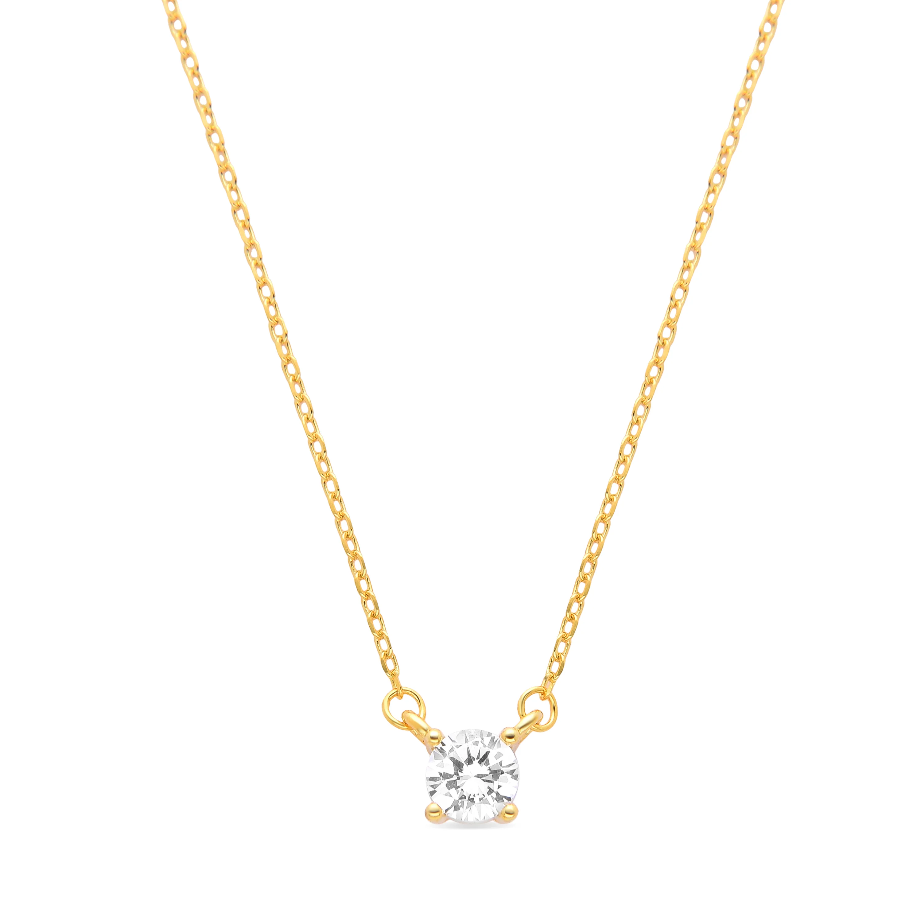 Collar de Plata de Ley 925 con Circonita Brillante acabado en oro amarillo 18K - Keval