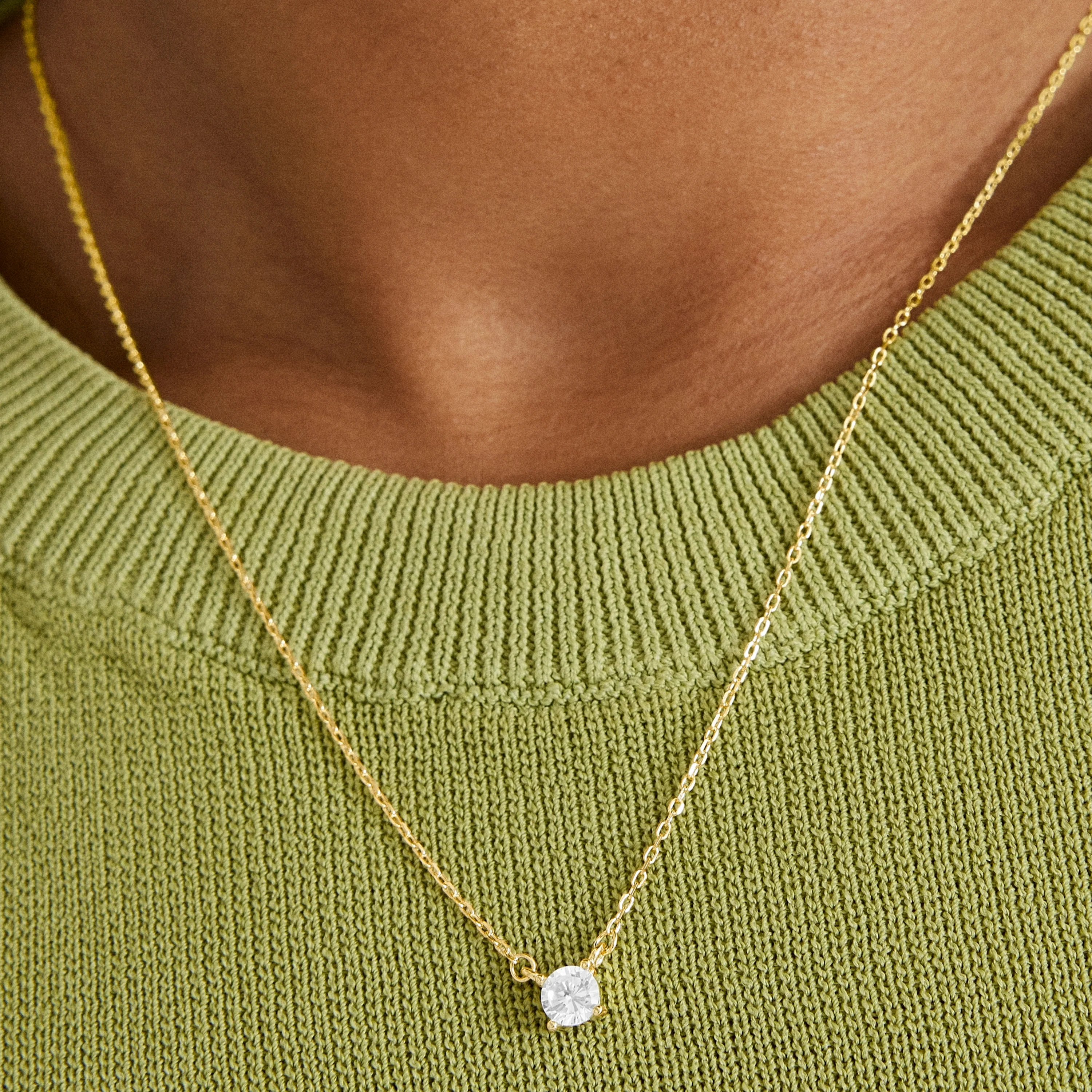 Collar de Plata de Ley 925 con Circonita Brillante acabado en oro amarillo 18K - Keval - Image 3