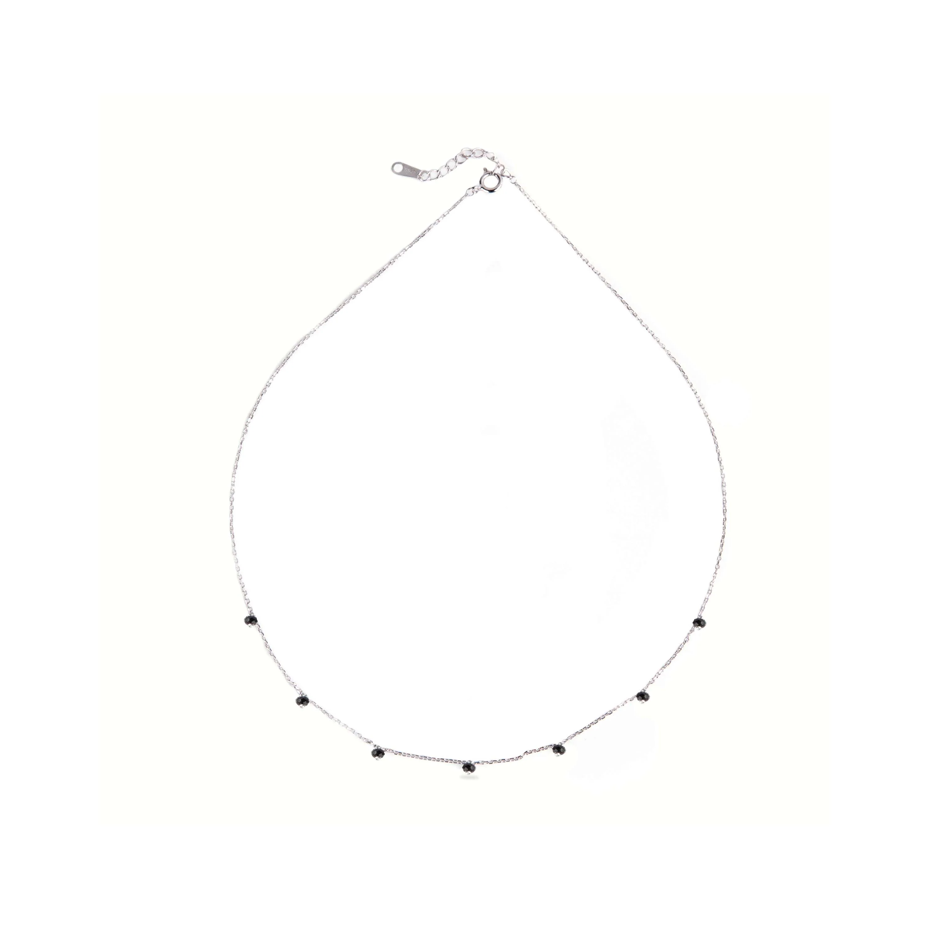 Collar de Plata de Ley 925 con Onix acabado en rodio - Khosar - Image 3