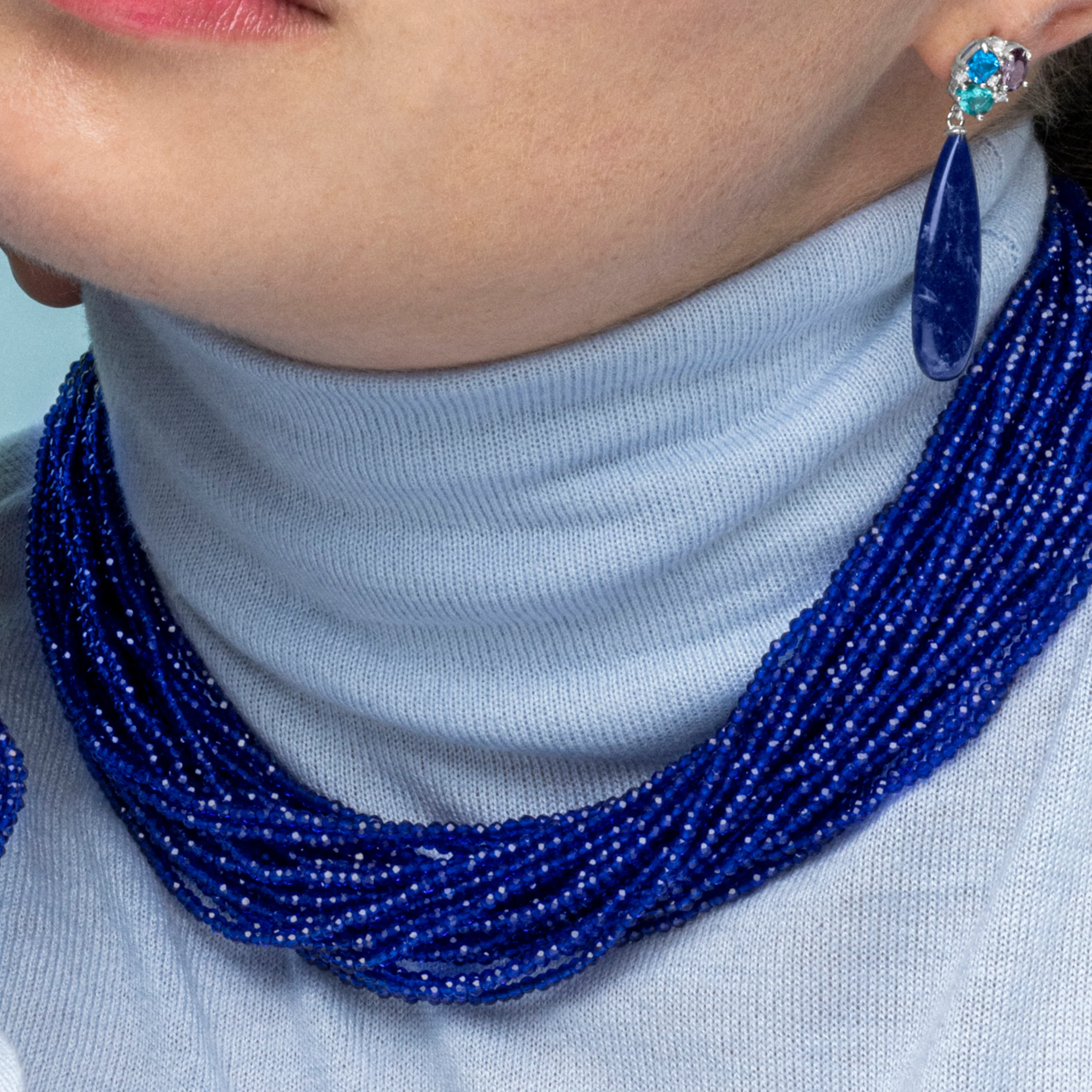Collar Cristal Azul Oscuro acabado en rodio - Kibak - Image 4