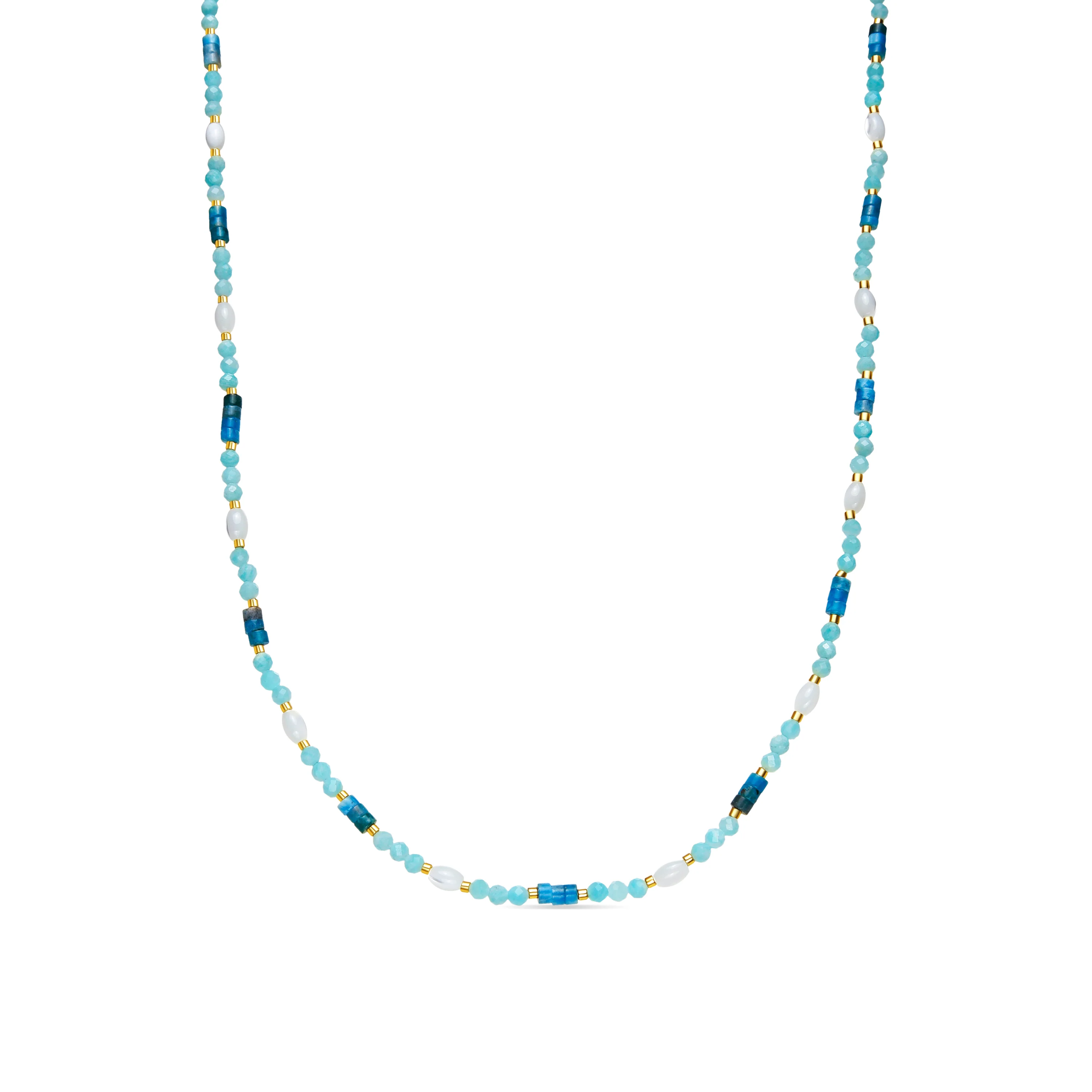 Collar acabado oro amarillo de 18k y Amazonita - Kico