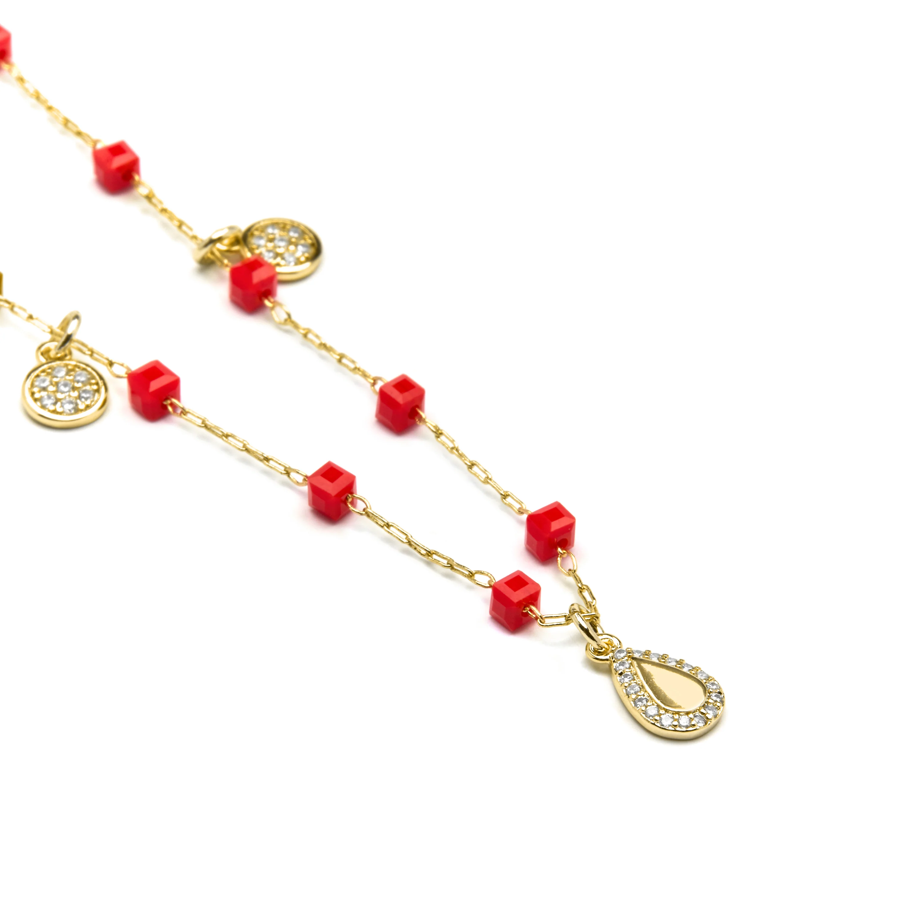 Collar de Plata de Ley 925 y Cristal Rojo acabado oro amarillo de 18k - Kirrio - Image 5