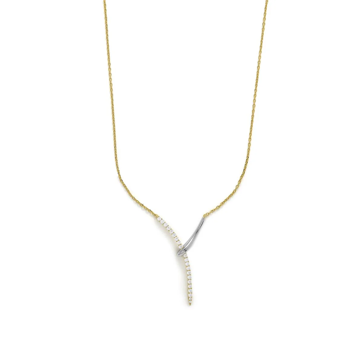 Collar de Plata de Ley 925 y Circonita Brillante acabado en oro amarillo 18k - Kitsa