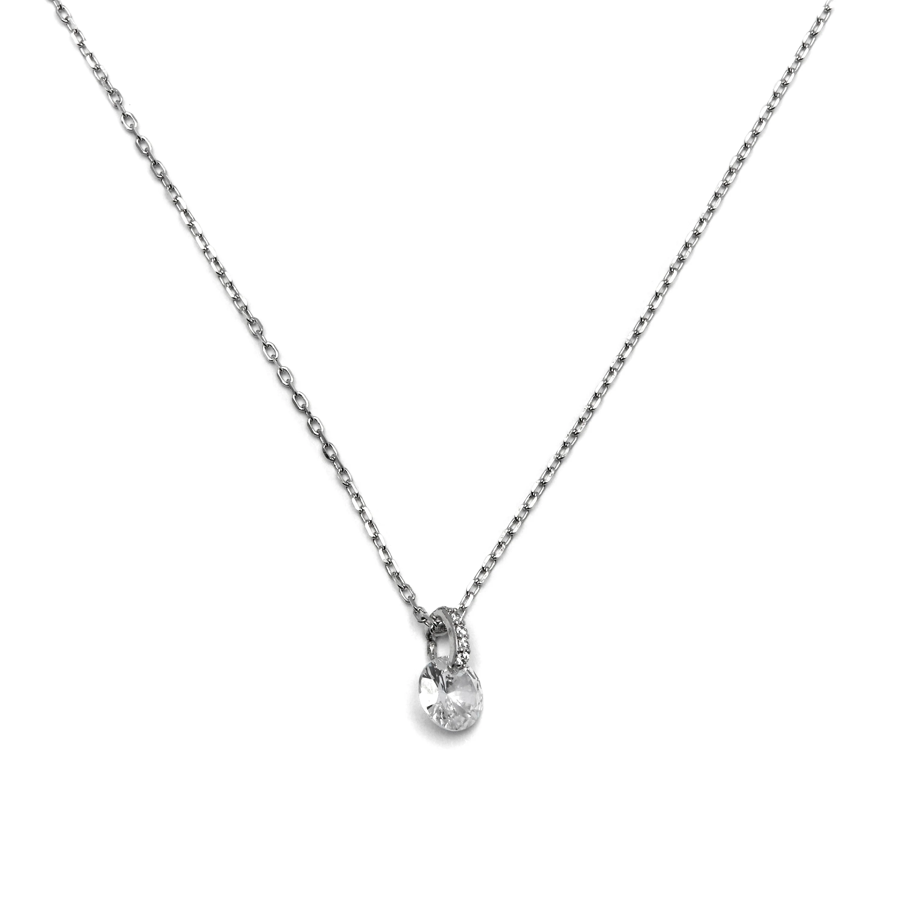 Collar de Plata de Ley 925 con Circonita Brillante acabado en rodio - Laiah