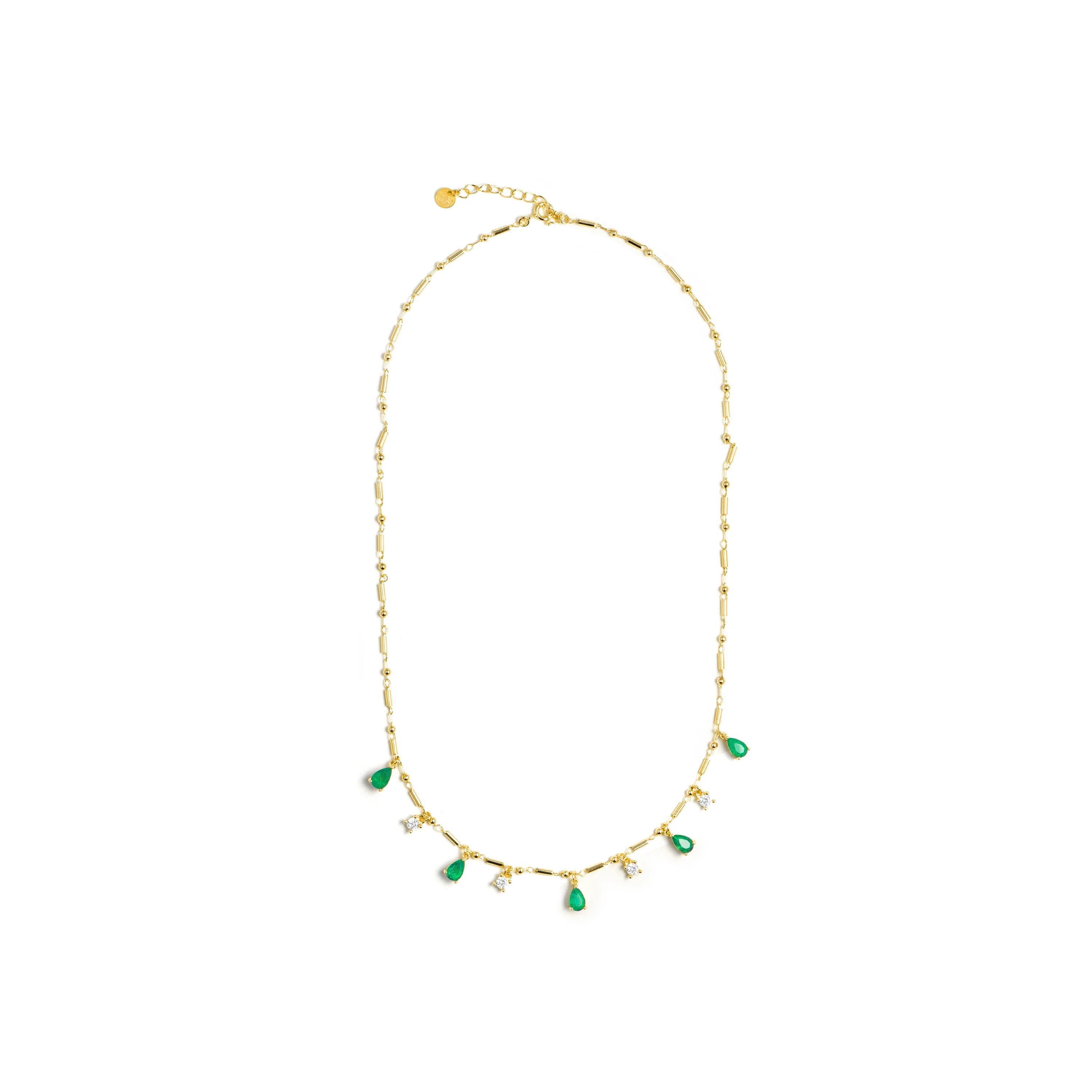 Collar de Plata de Ley 925 y Cuarzo Hidrotermal Verde Paraiba acabado en oro amarillo 18k - Lakrom - Image 3