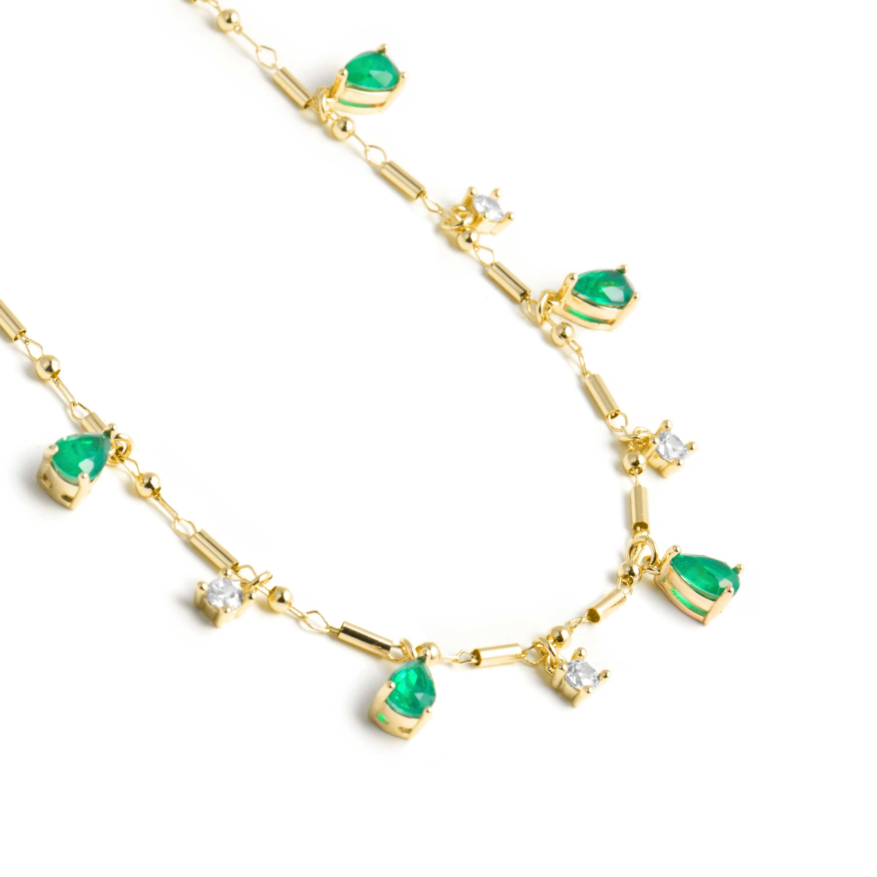 Collar de Plata de Ley 925 y Cuarzo Hidrotermal Verde Paraiba acabado en oro amarillo 18k - Lakrom - Image 5