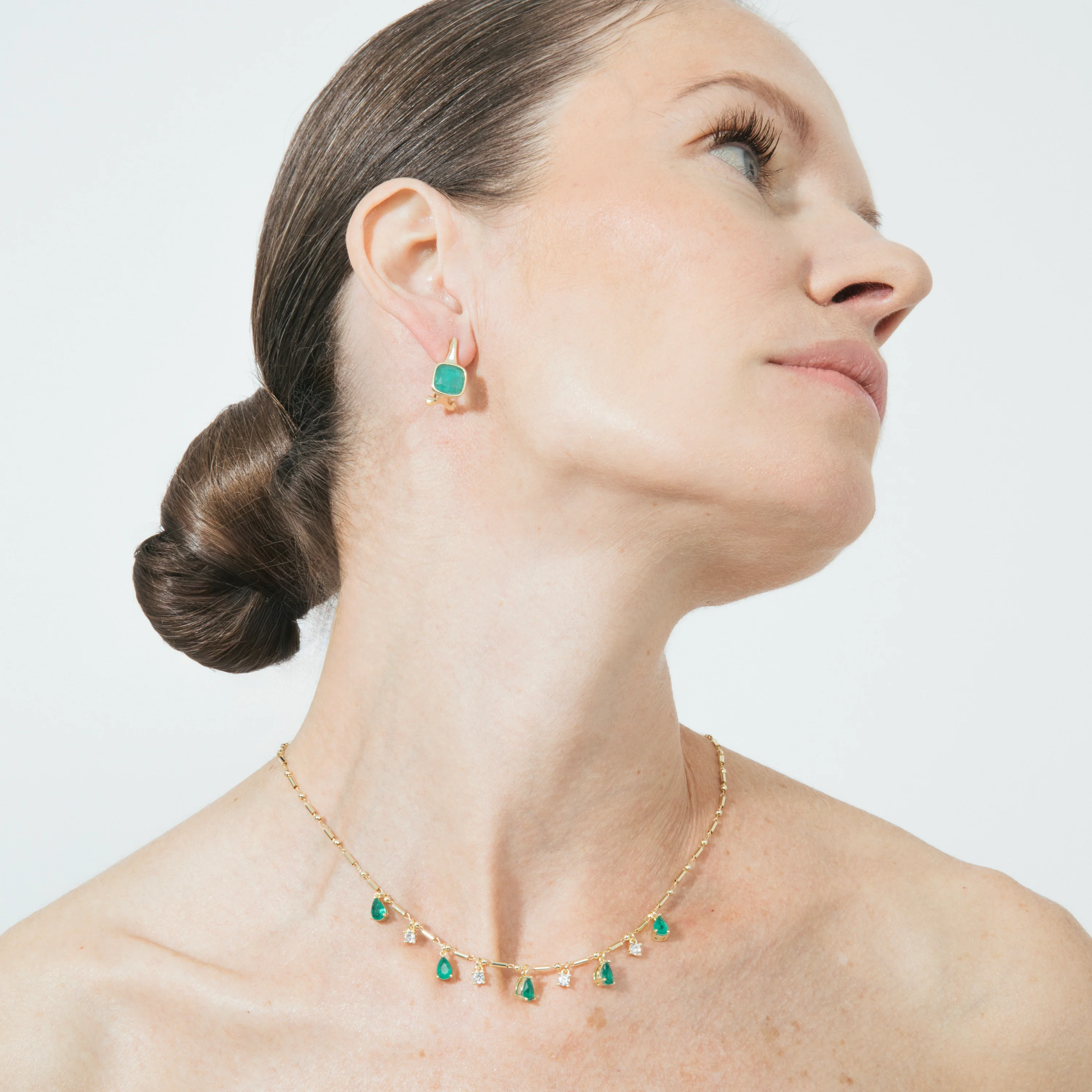 Collar de Plata de Ley 925 y Cuarzo Hidrotermal Verde Paraiba acabado en oro amarillo 18k - Lakrom - Image 6
