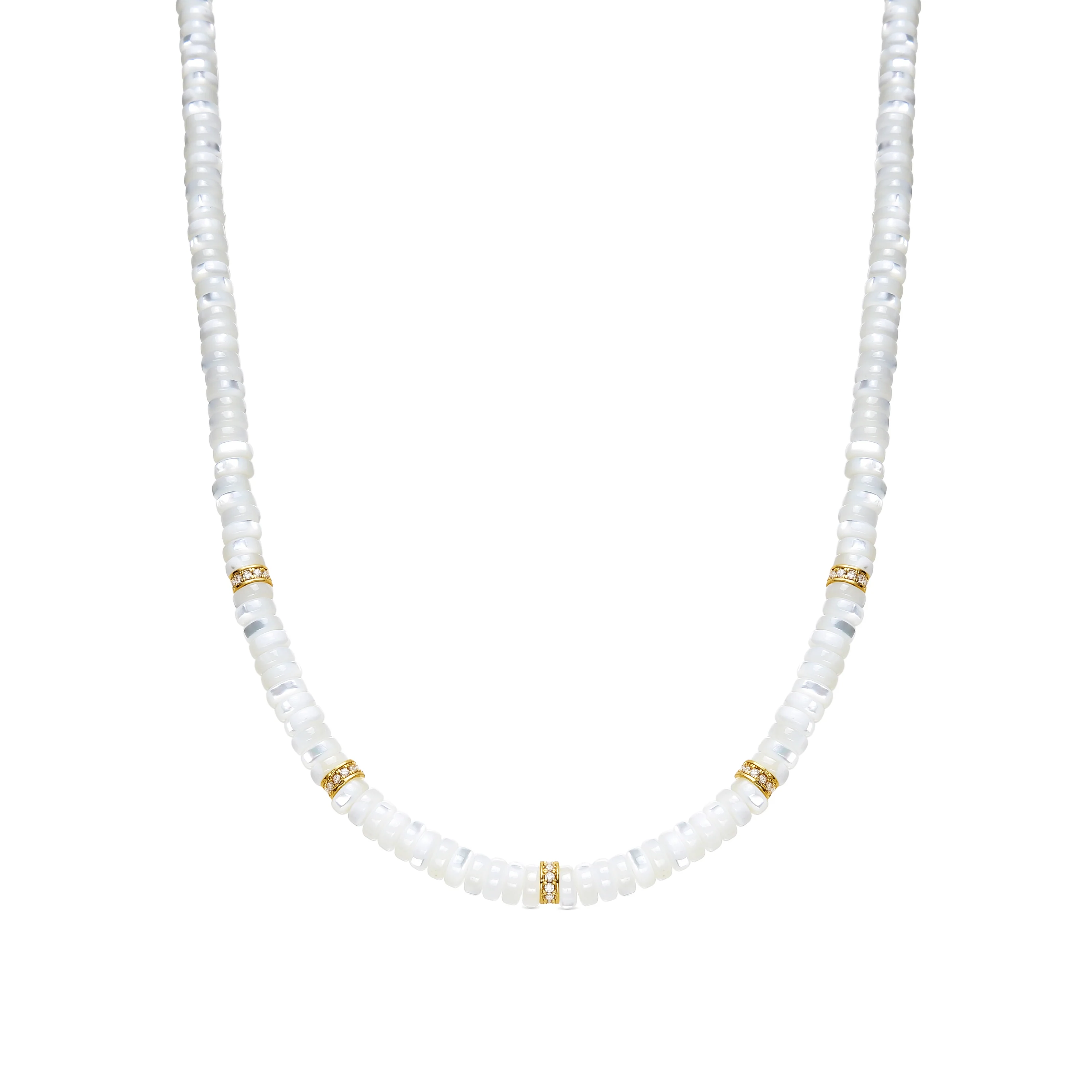 Collar de Plata de Ley 925 y Madreperla Blanca acabado oro amarillo de 18k - Landir