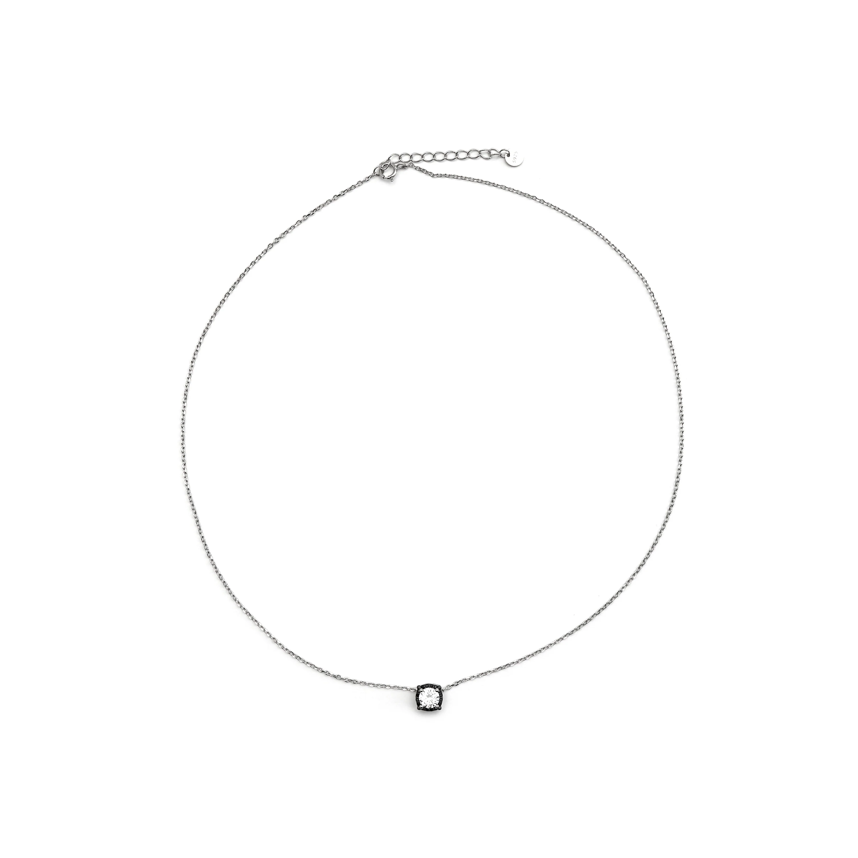 Collar de Plata de Ley 925 y Circonita Onix acabado en rodio - Lehak - Image 3
