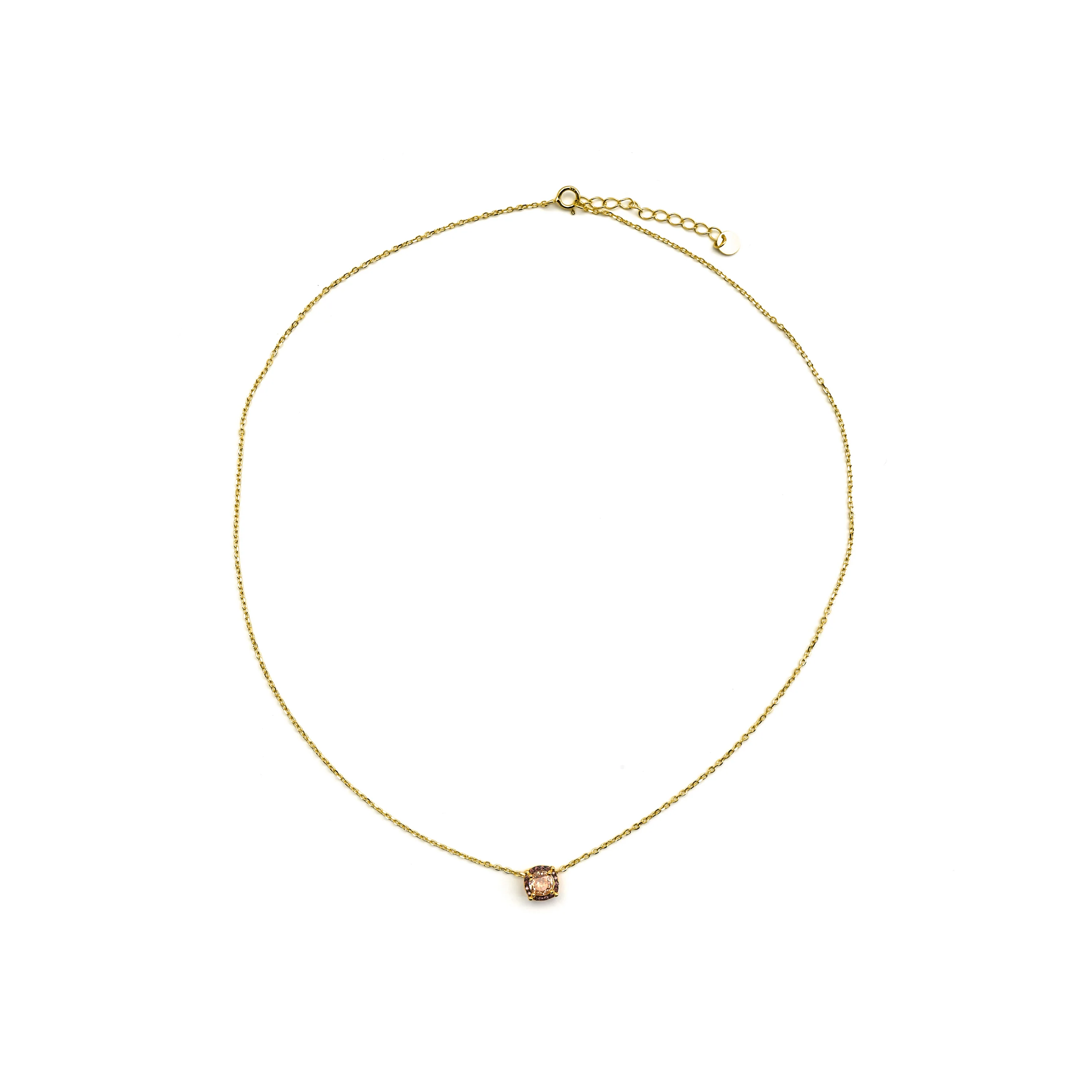 Collar de Plata de Ley 925 y Circonita Marrón acabado oro 18k - Lehak - Image 3
