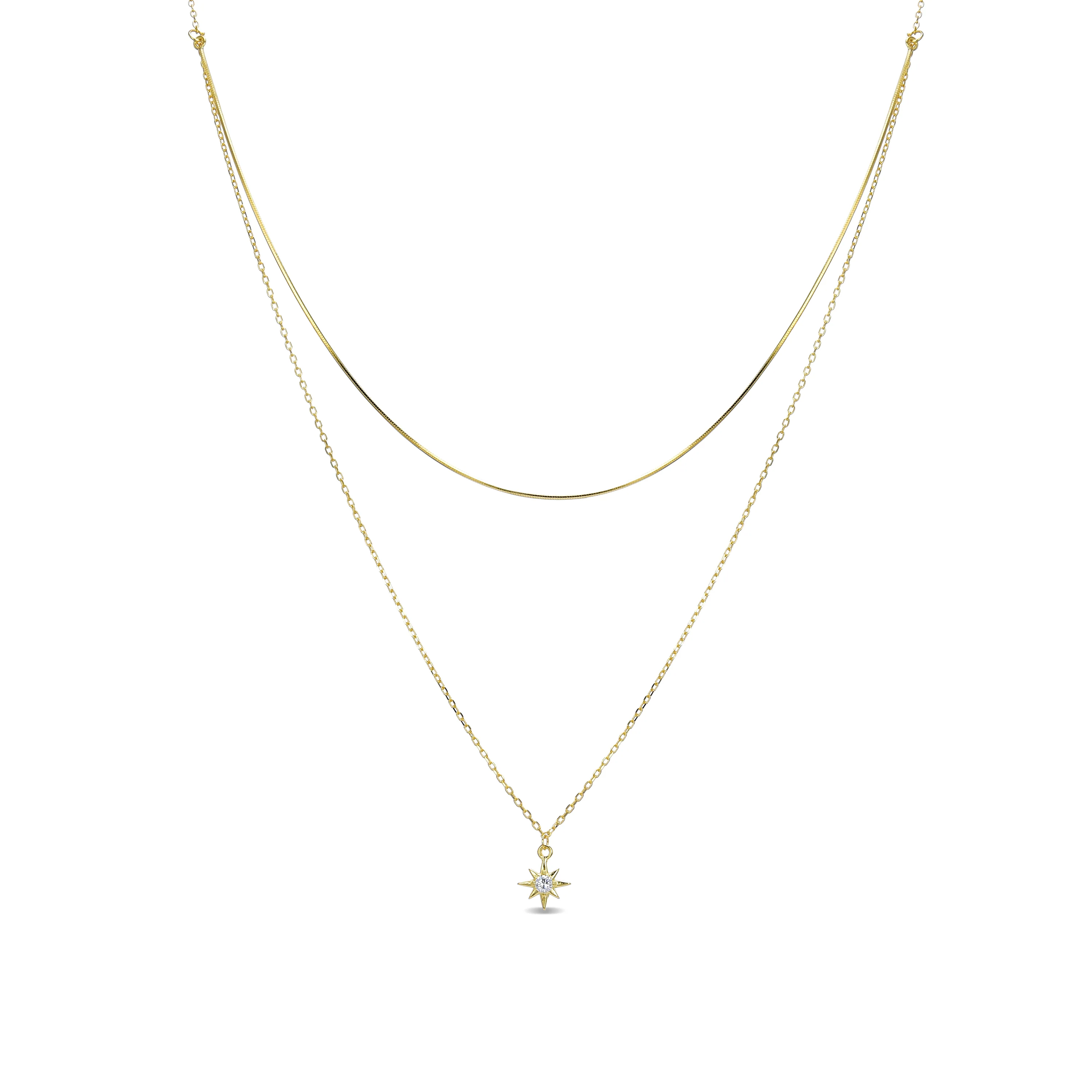 Collar de Plata de Ley 925 con Circonita Brillante acabado en oro amarillo 18K - Lialt