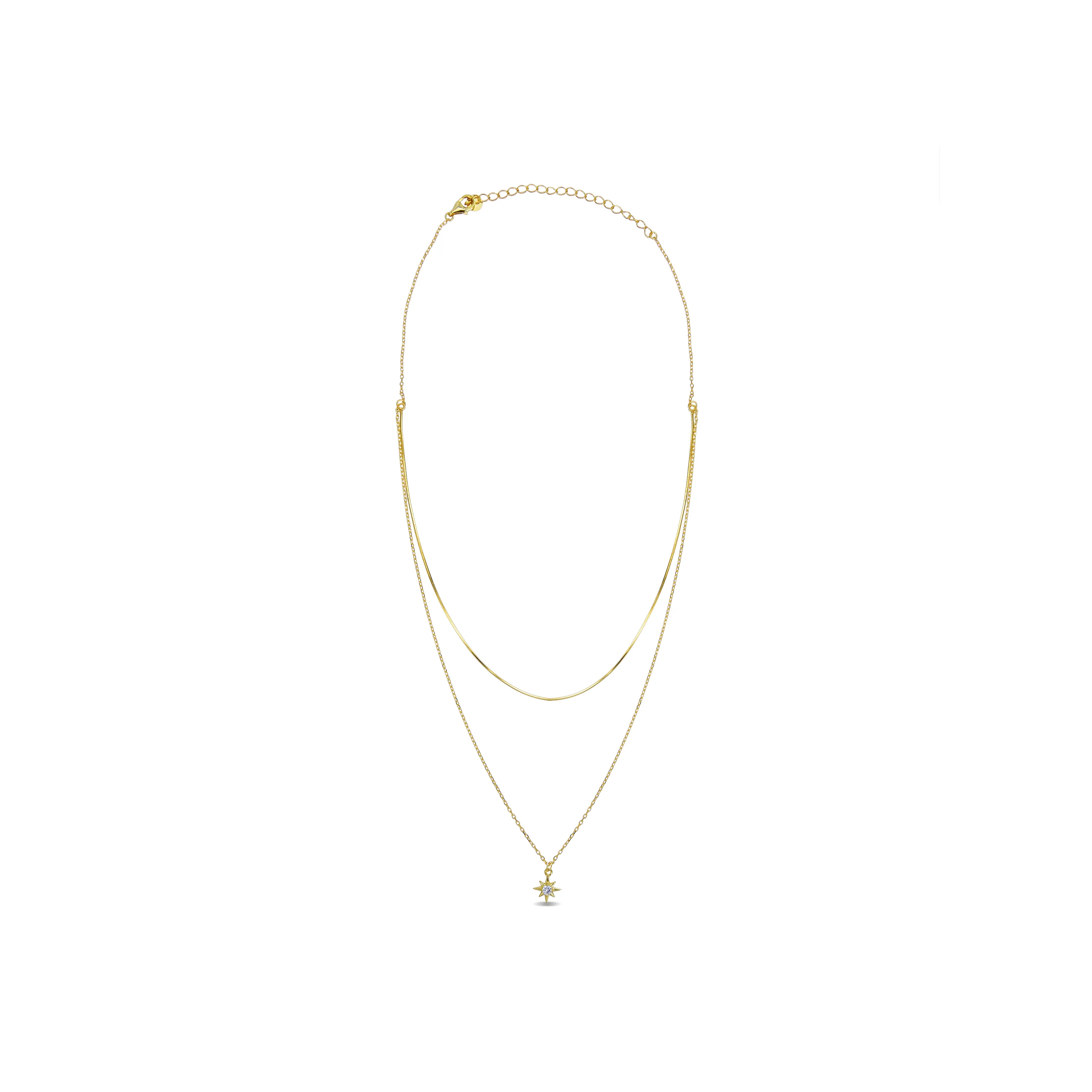 Collar de Plata de Ley 925 con Circonita Brillante acabado en oro amarillo 18K - Lialt - Image 3