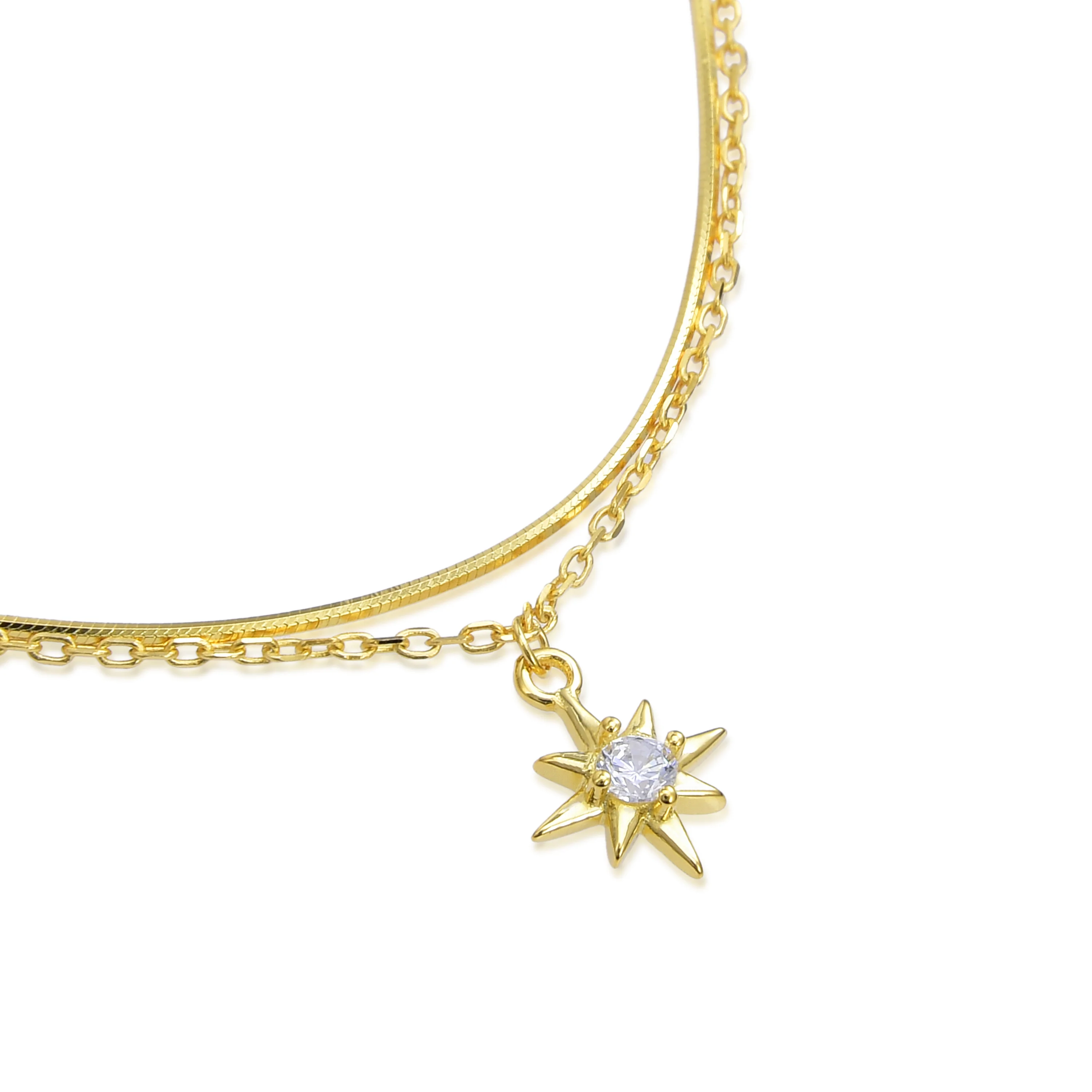 Collar de Plata de Ley 925 con Circonita Brillante acabado en oro amarillo 18K - Lialt - Image 4