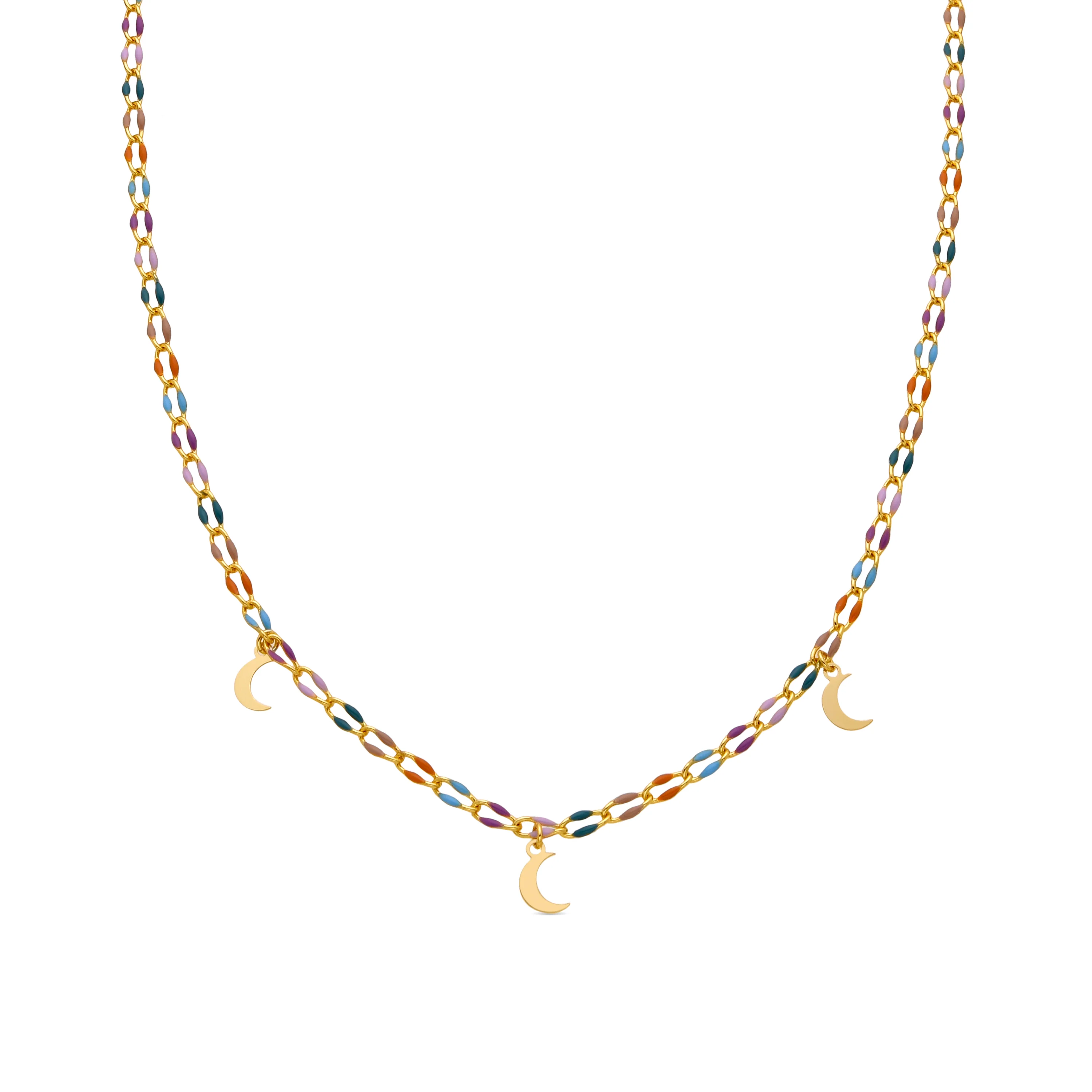 Collar de Plata de Ley 925 y Lacado Multicolor acabado oro 18k - Liesi